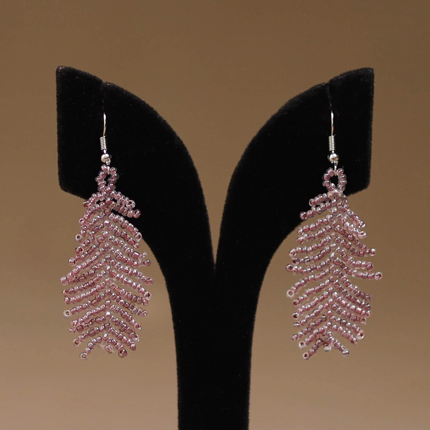 Purple - Handmade Beadwork Earrings 29 - Image 2