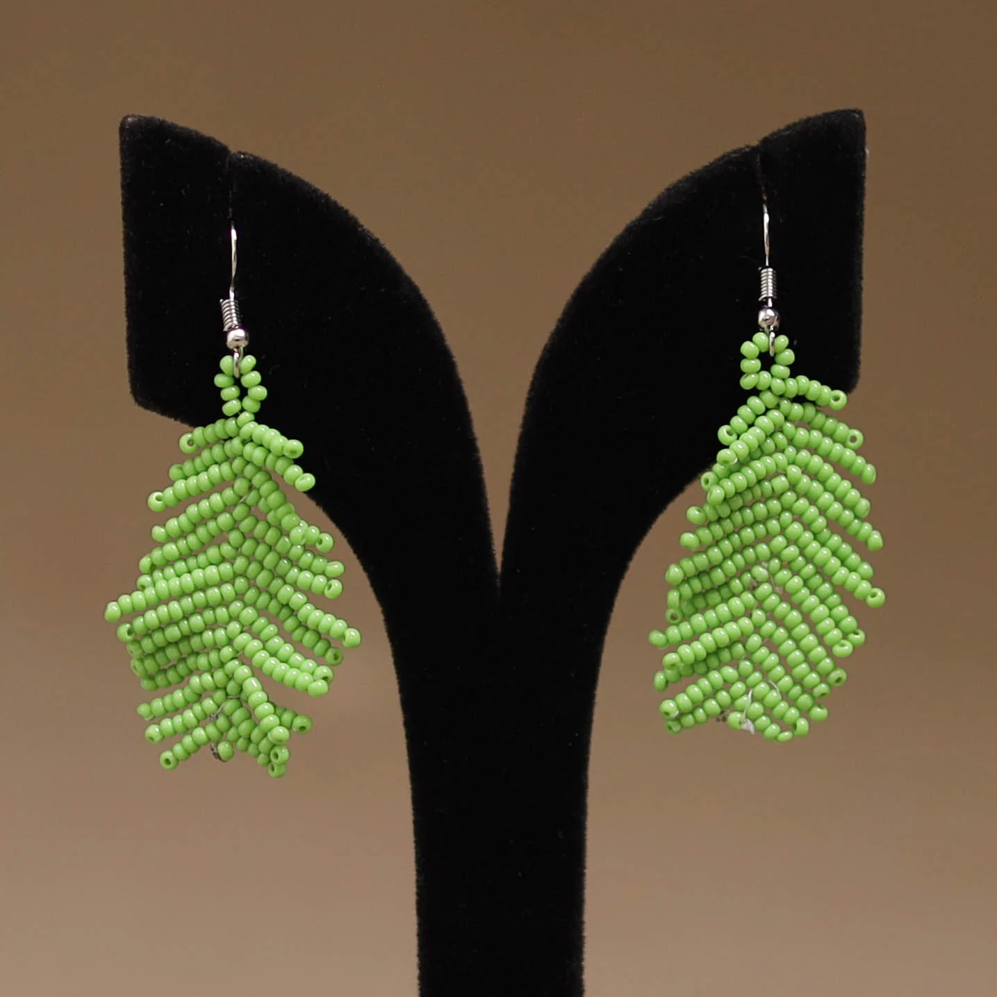 Green - Handmade Beadwork Earrings 33 - Image 2