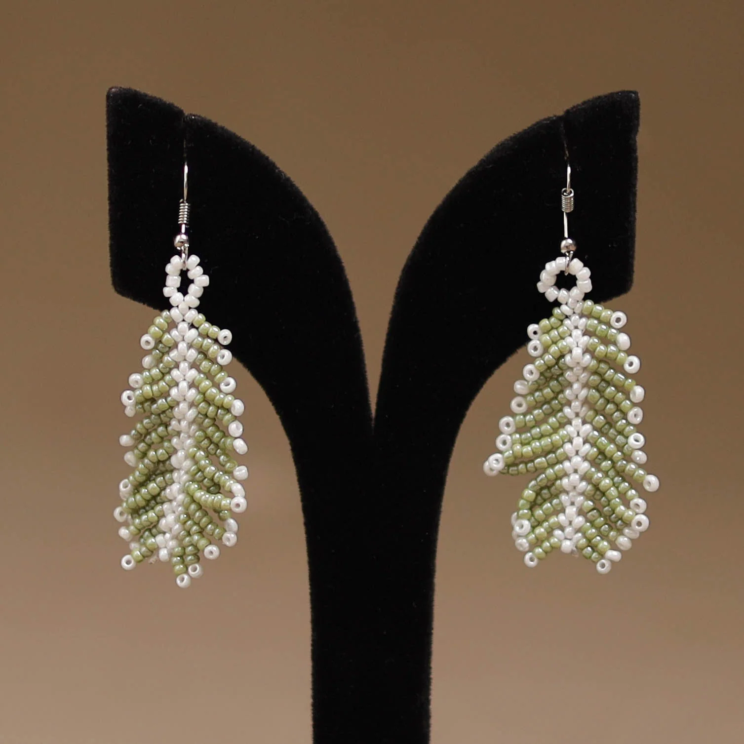 Green - Handmade Beadwork Earrings 35 - Image 2