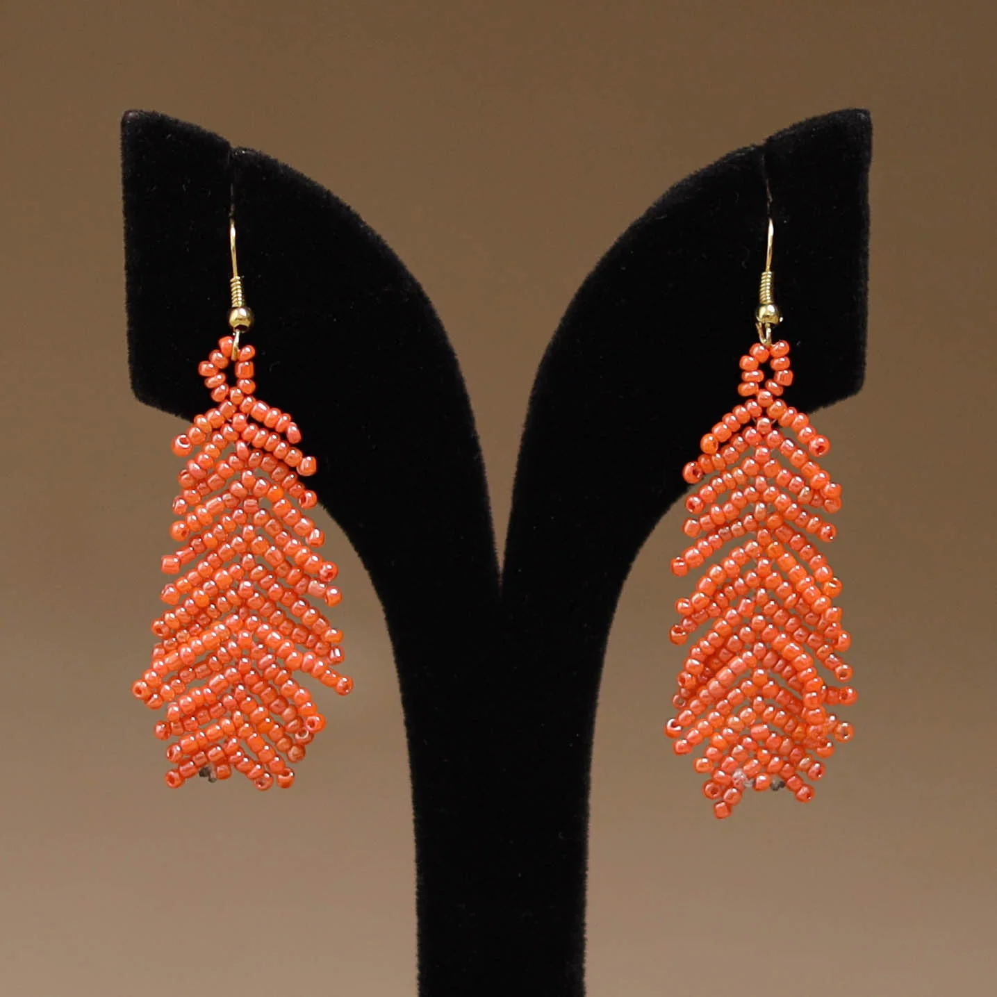 Orange - Handmade Beadwork Earrings 36 - Image 2