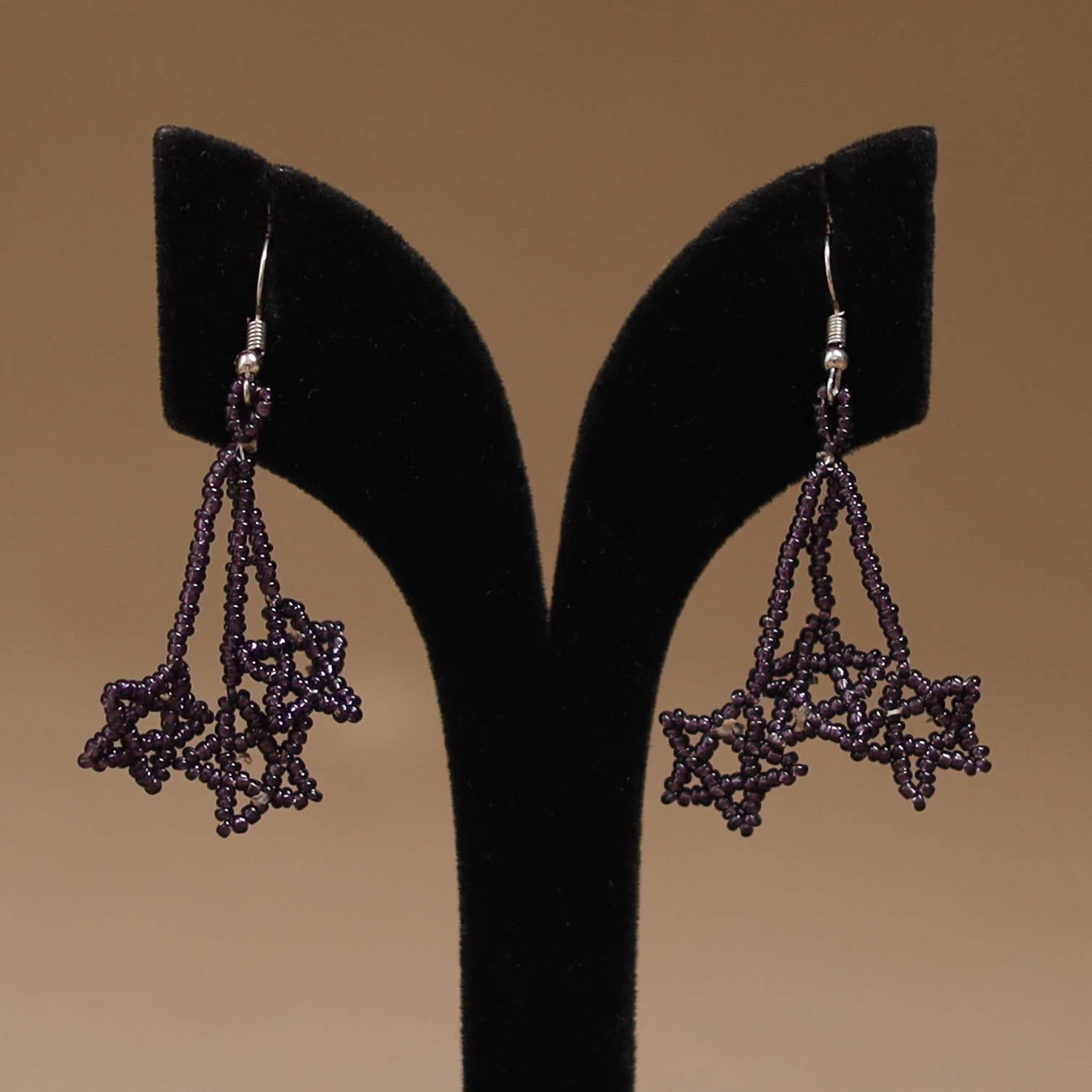 Purple - Handmade Beadwork Earrings 37 - Image 2