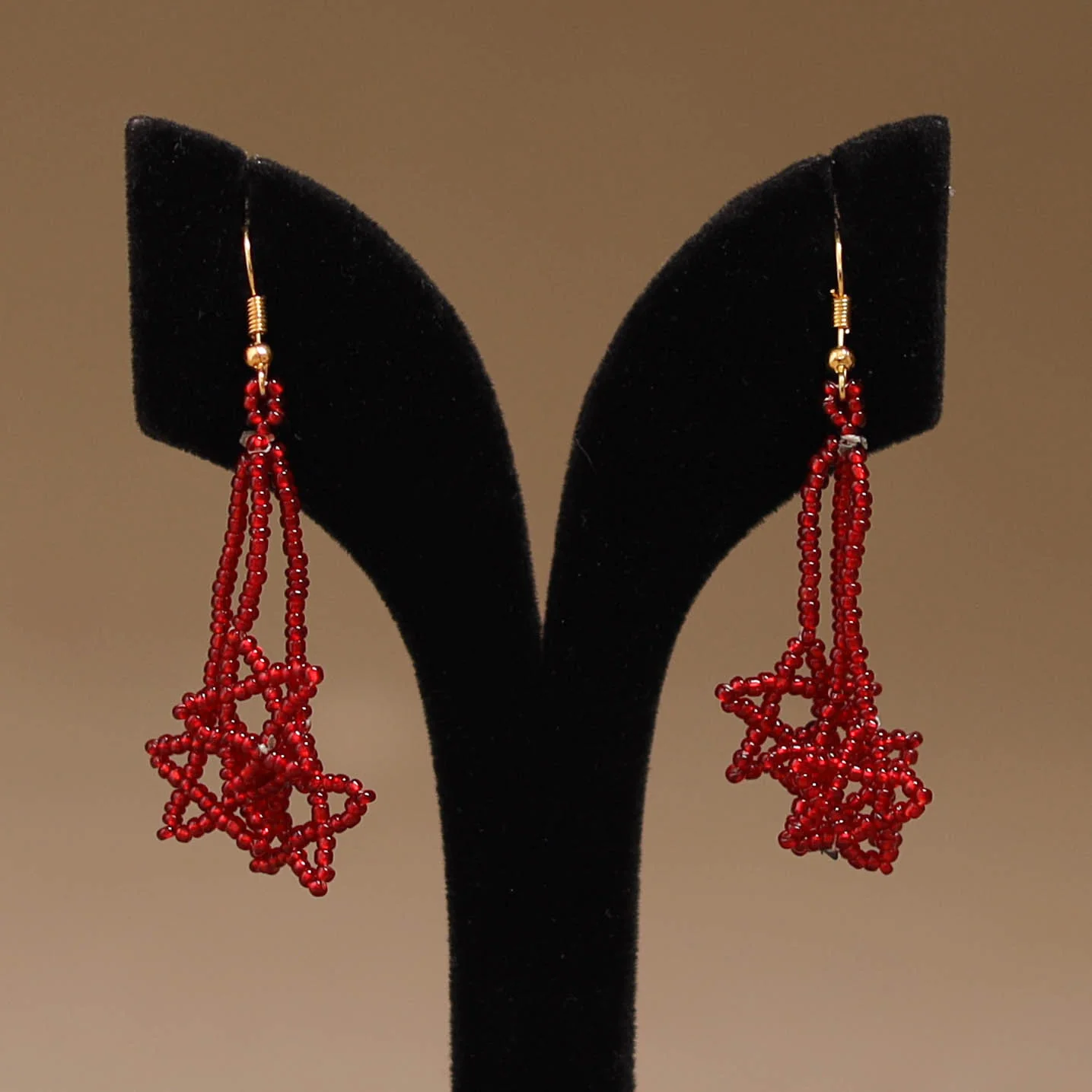 Red - Handmade Beadwork Earrings 41 - Image 2