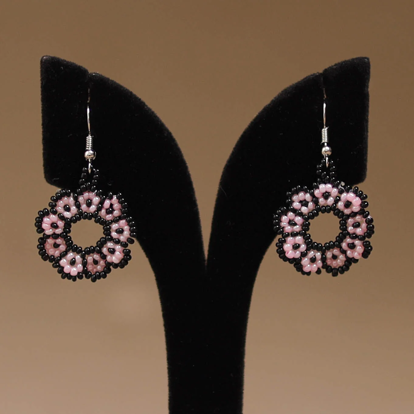 Pink - Handmade Beadwork Earrings 45 - Image 2