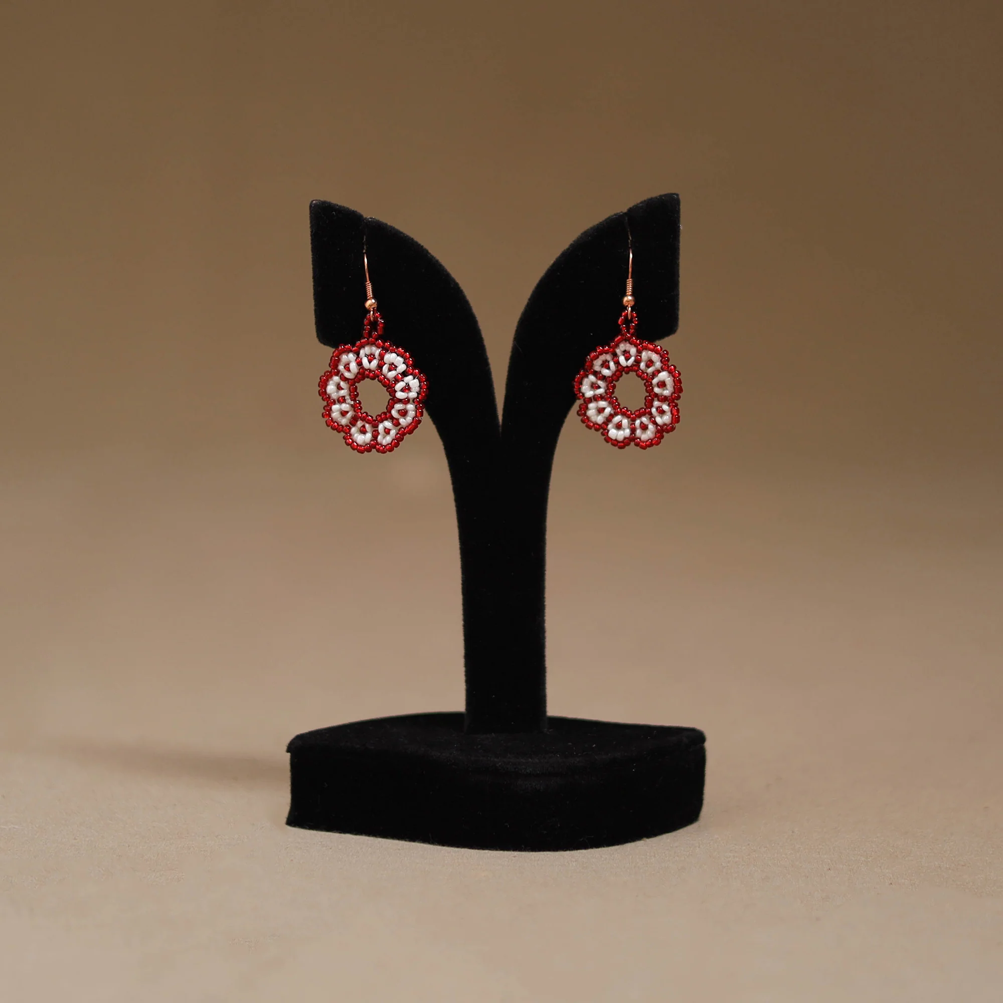 Red - Handmade Beadwork Earrings 48
