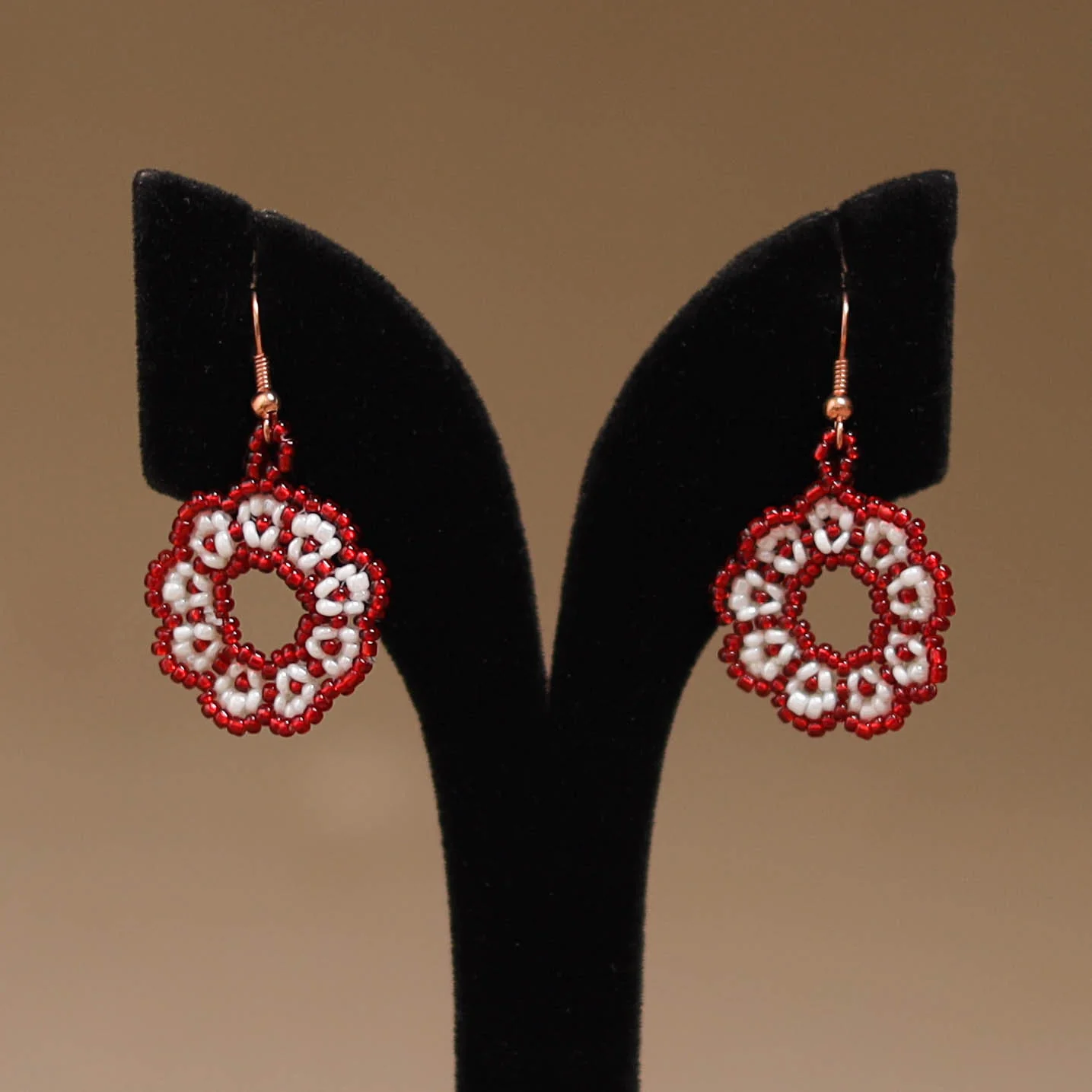 Red - Handmade Beadwork Earrings 48 - Image 2