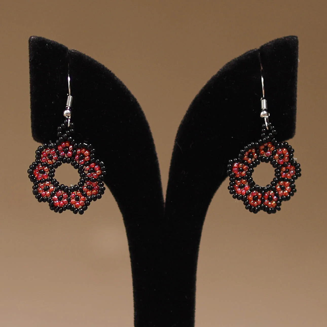 Black - Handmade Beadwork Earrings 51 - Image 2