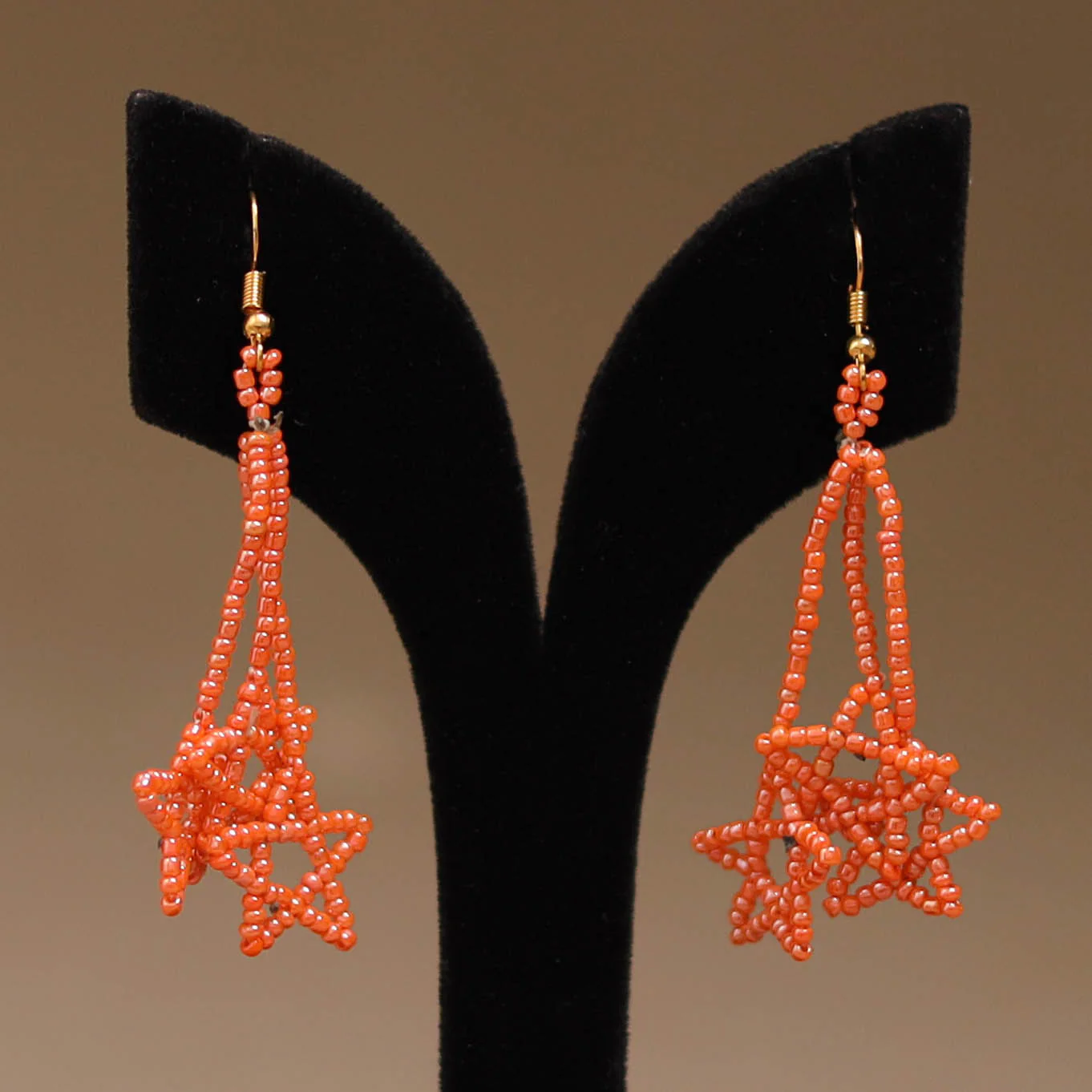 Orange - Handmade Beadwork Earrings 60 - Image 2