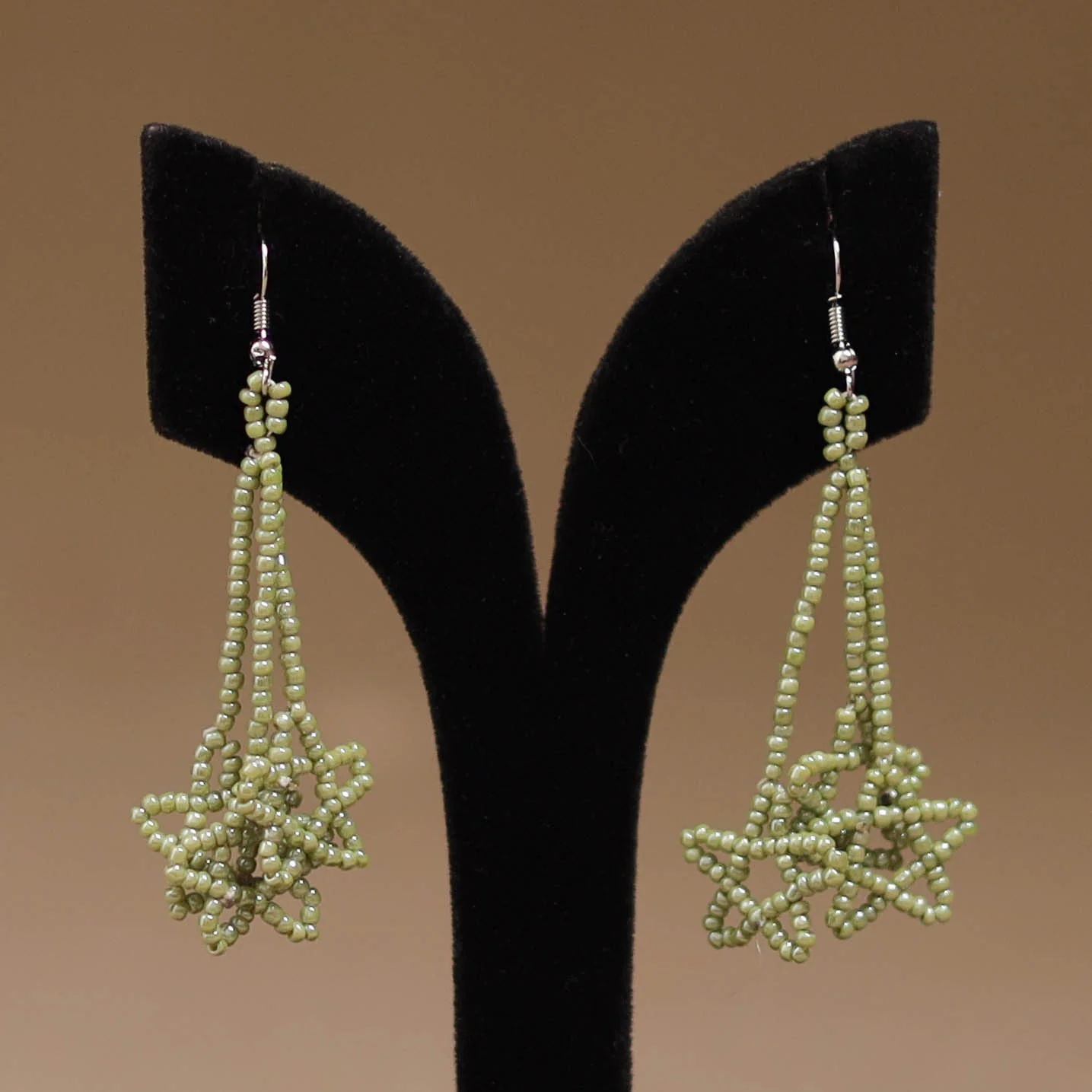 Green - Handmade Beadwork Earrings 64 - Image 2
