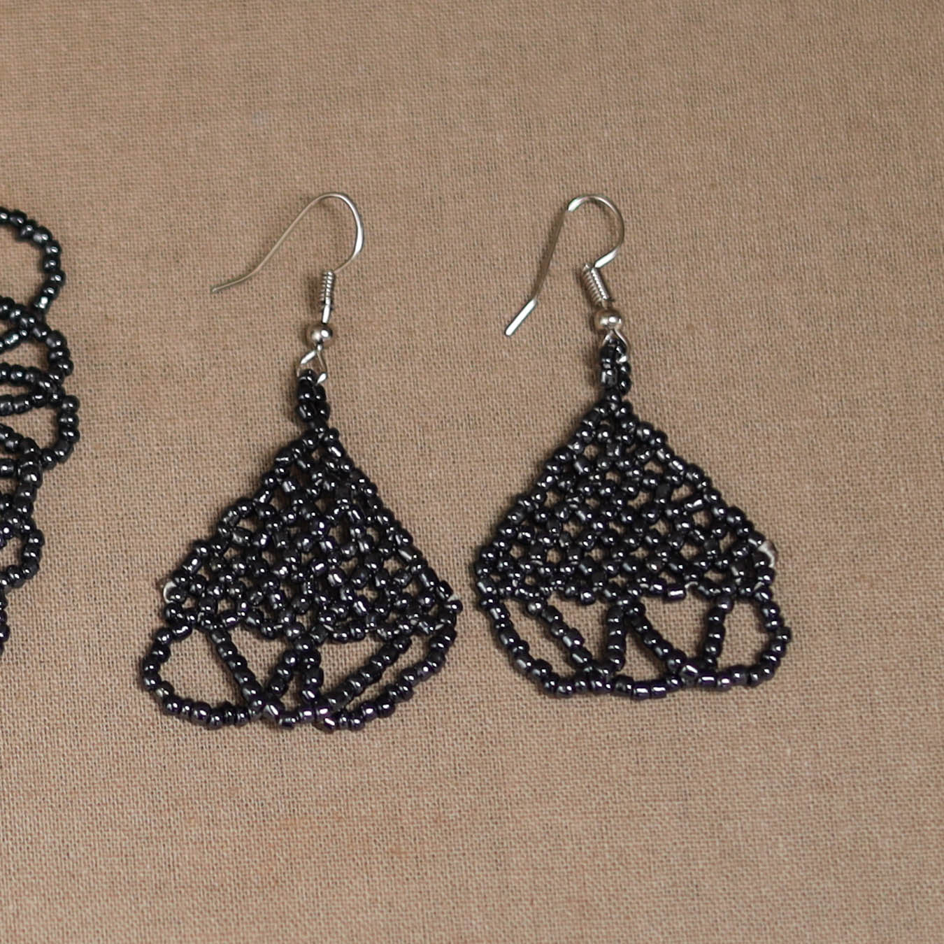 Black - Handmade Beadwork Jaali Necklace Set 75 - Image 3