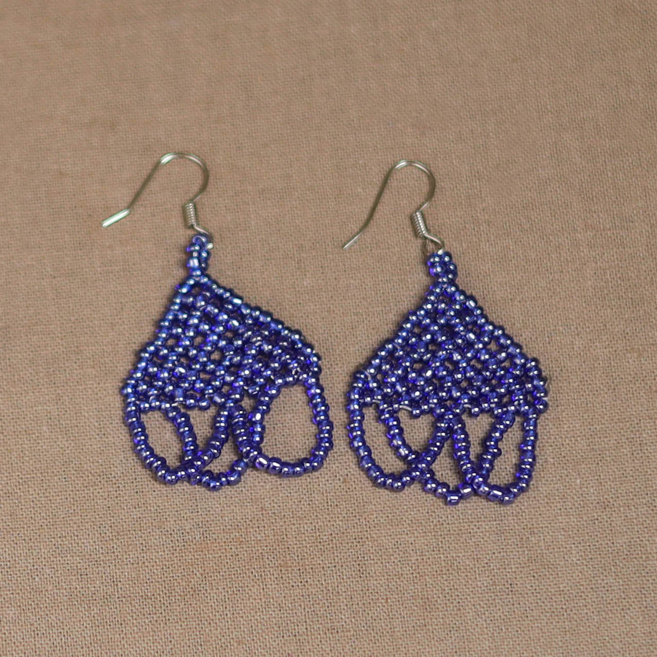 Blue - Handmade Beadwork Jaali Necklace Set 76 - Image 3