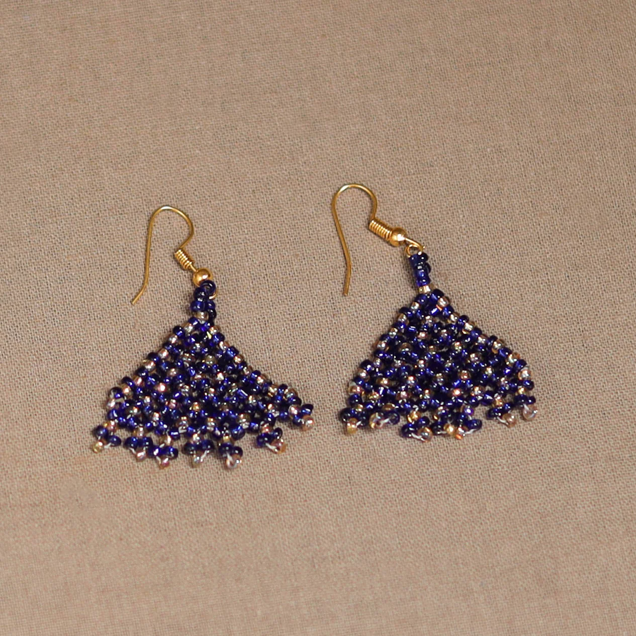 Blue - Handmade Beadwork Jaali Necklace Set 77 - Image 3