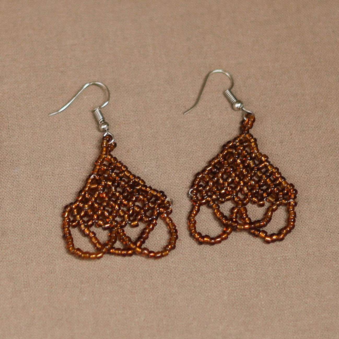 Brown - Handmade Beadwork Jaali Necklace Set 84 - Image 3