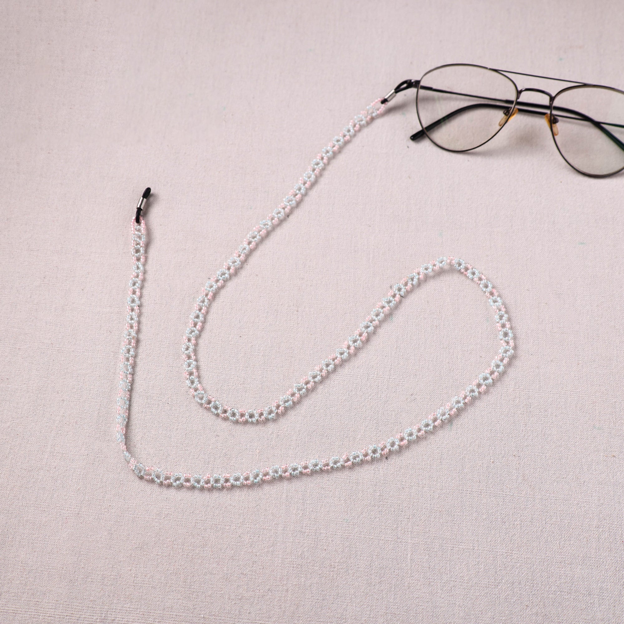 White - Handmade Beadwork Spectacle Lanyard/Chashma Dori 14