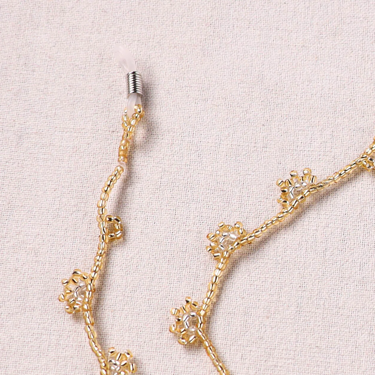 Beige - Handmade Beadwork Spectacle Lanyard/Chashma Dori 25 - Image 3