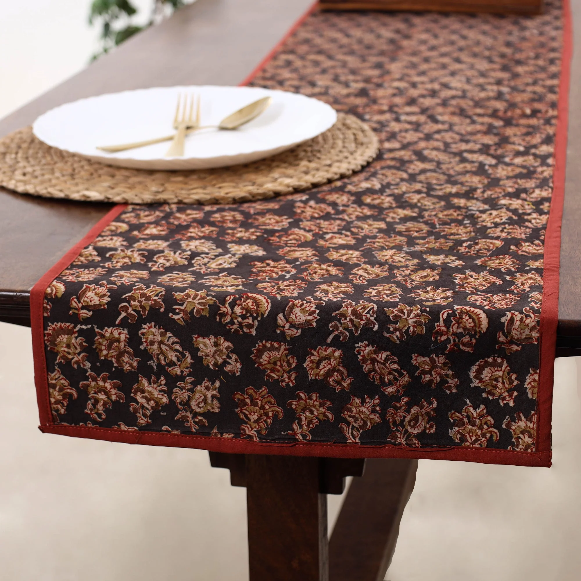 Brown - Handmade Cotton Table Runner 21 - Image 2