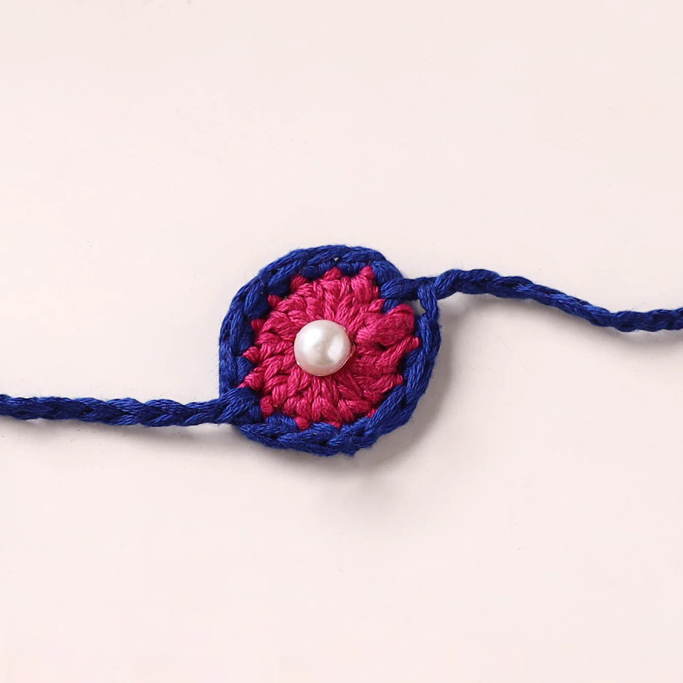 Flower - Handmade Crochet Pearl Work Rakhi 06 - Image 2