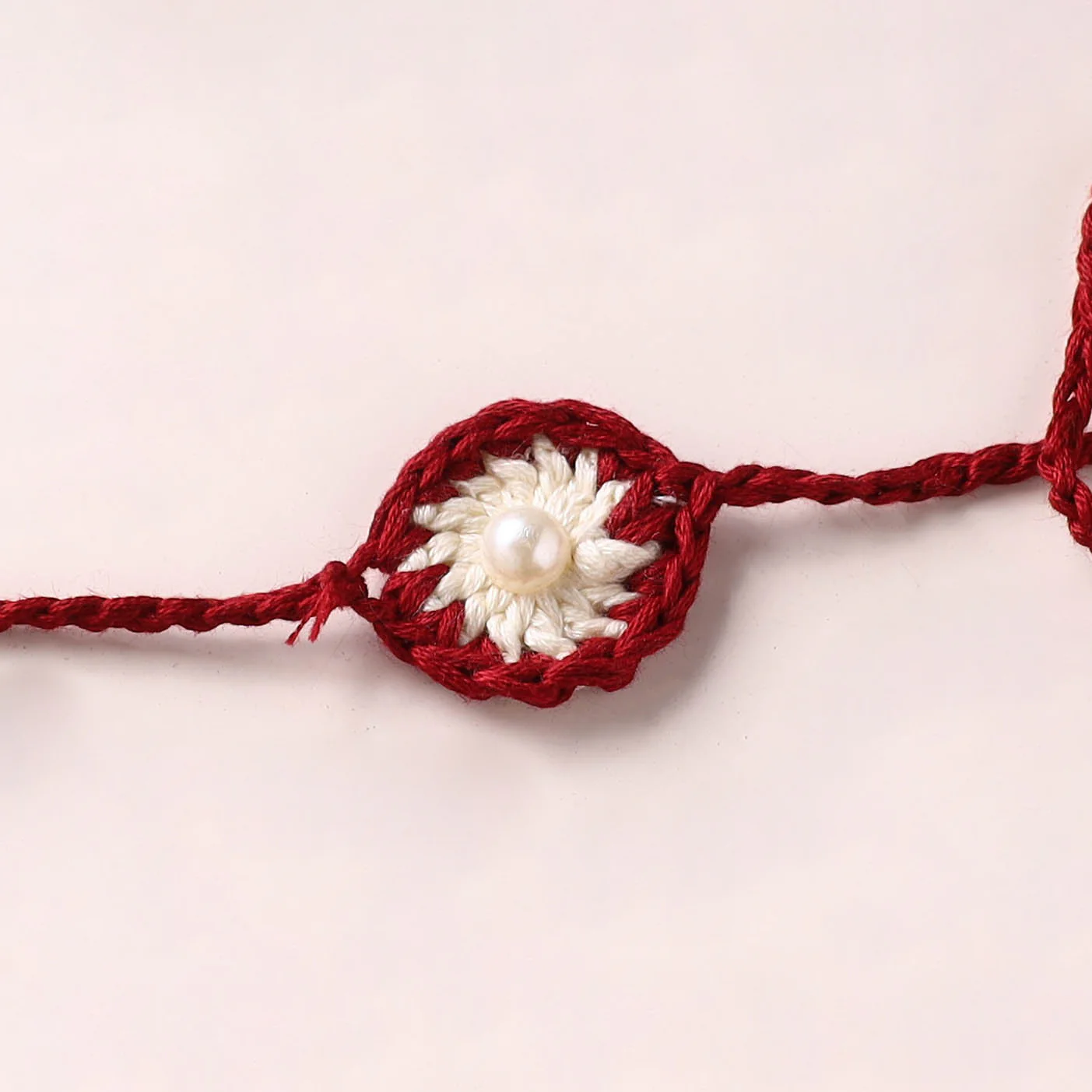 Flower - Handmade Crochet Pearl Work Rakhi 10 - Image 2