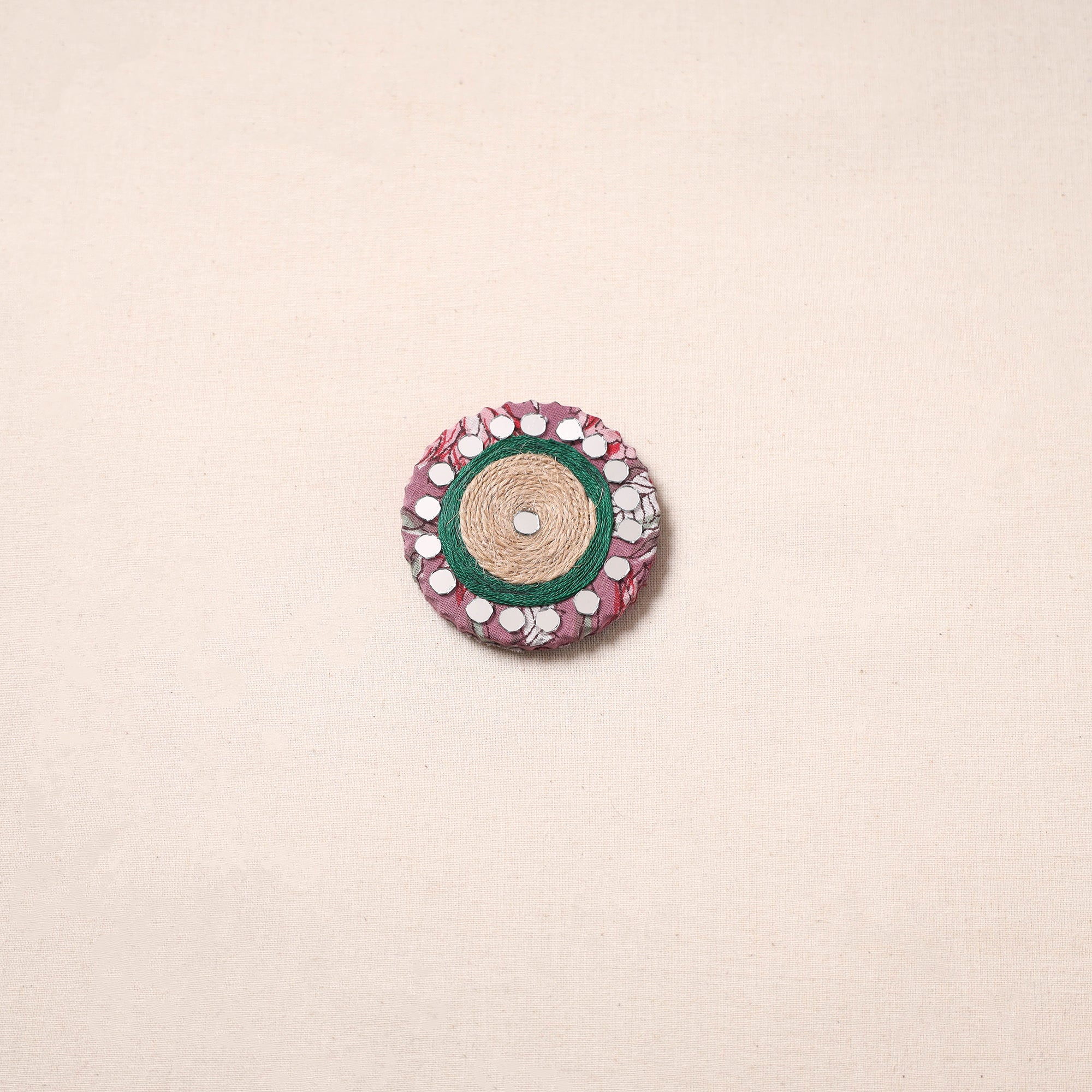 Pink - Handmade Fabart Jute Magnet 01