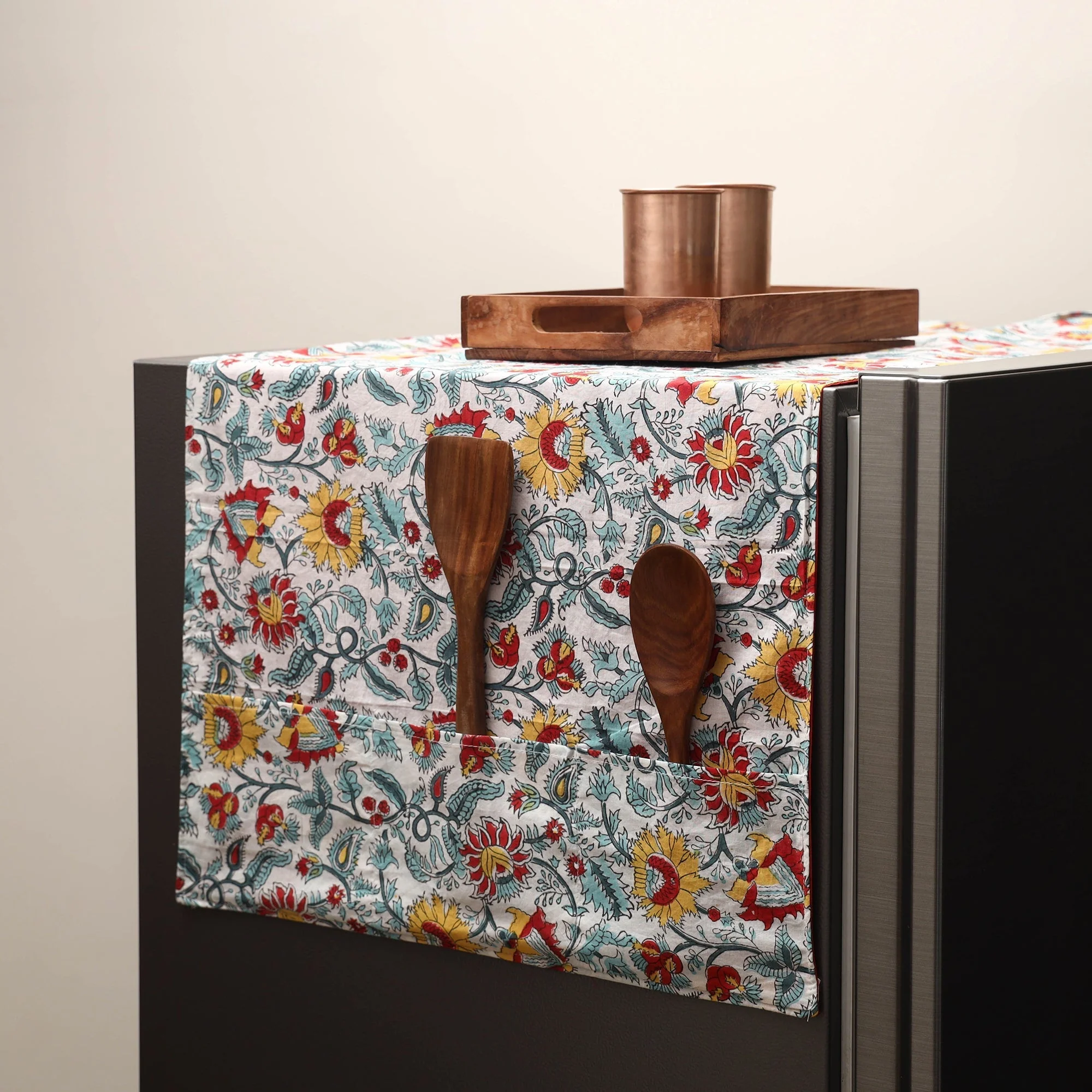 Multicolor - Handmade Fridge Top Cover with Multiple Pockets 01