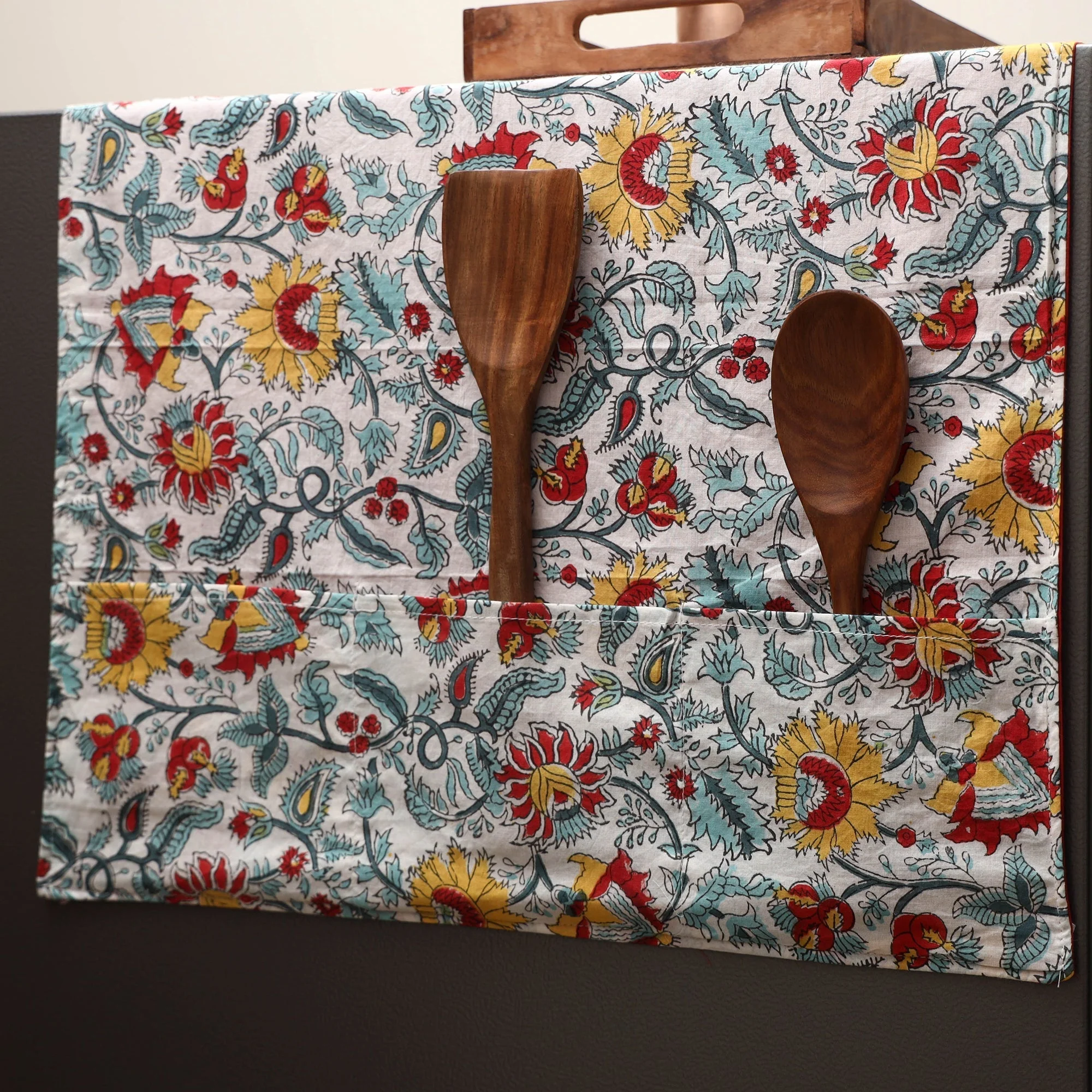 Multicolor - Handmade Fridge Top Cover with Multiple Pockets 01 - Image 2