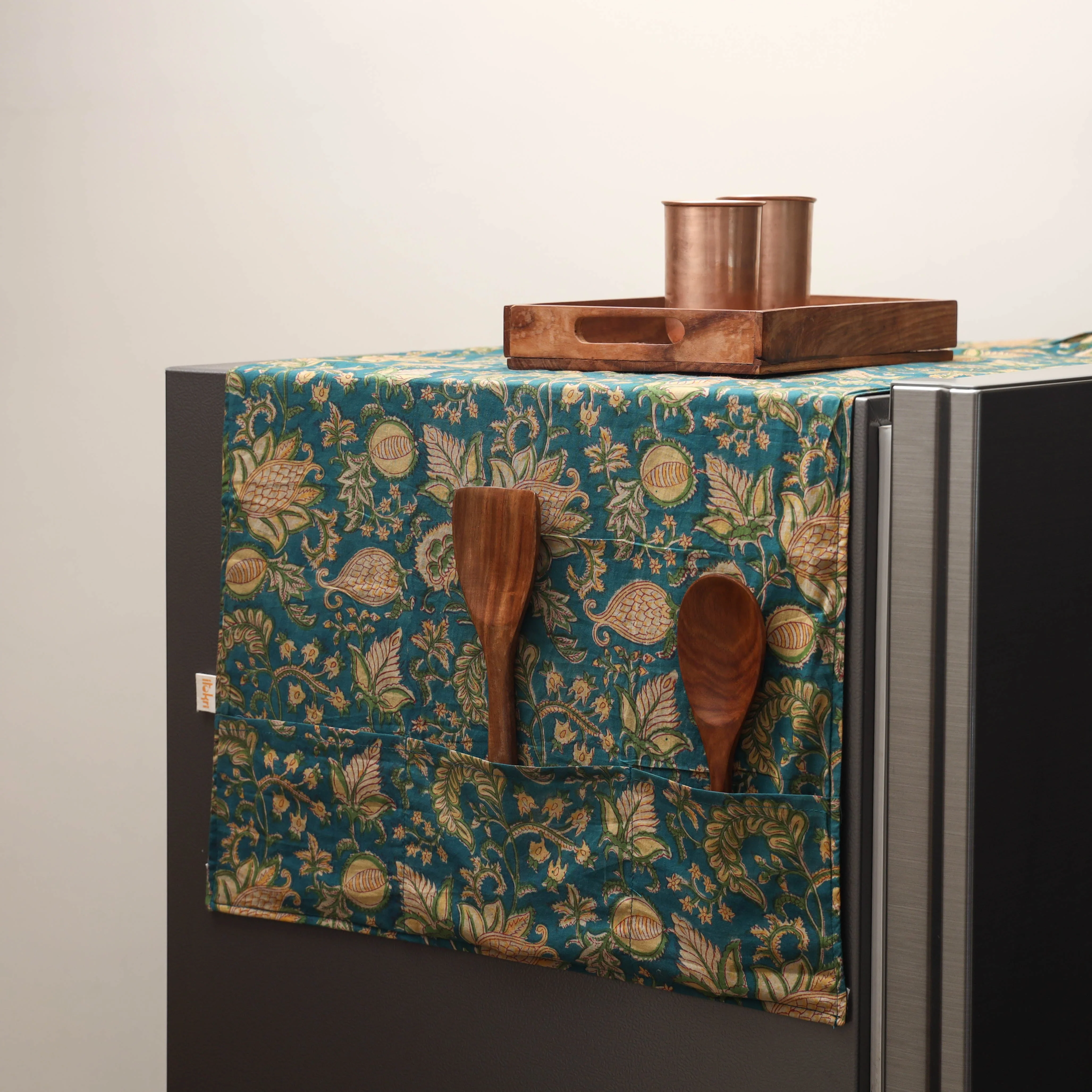 Green - Handmade Fridge Top Cover with Multiple Pockets 01