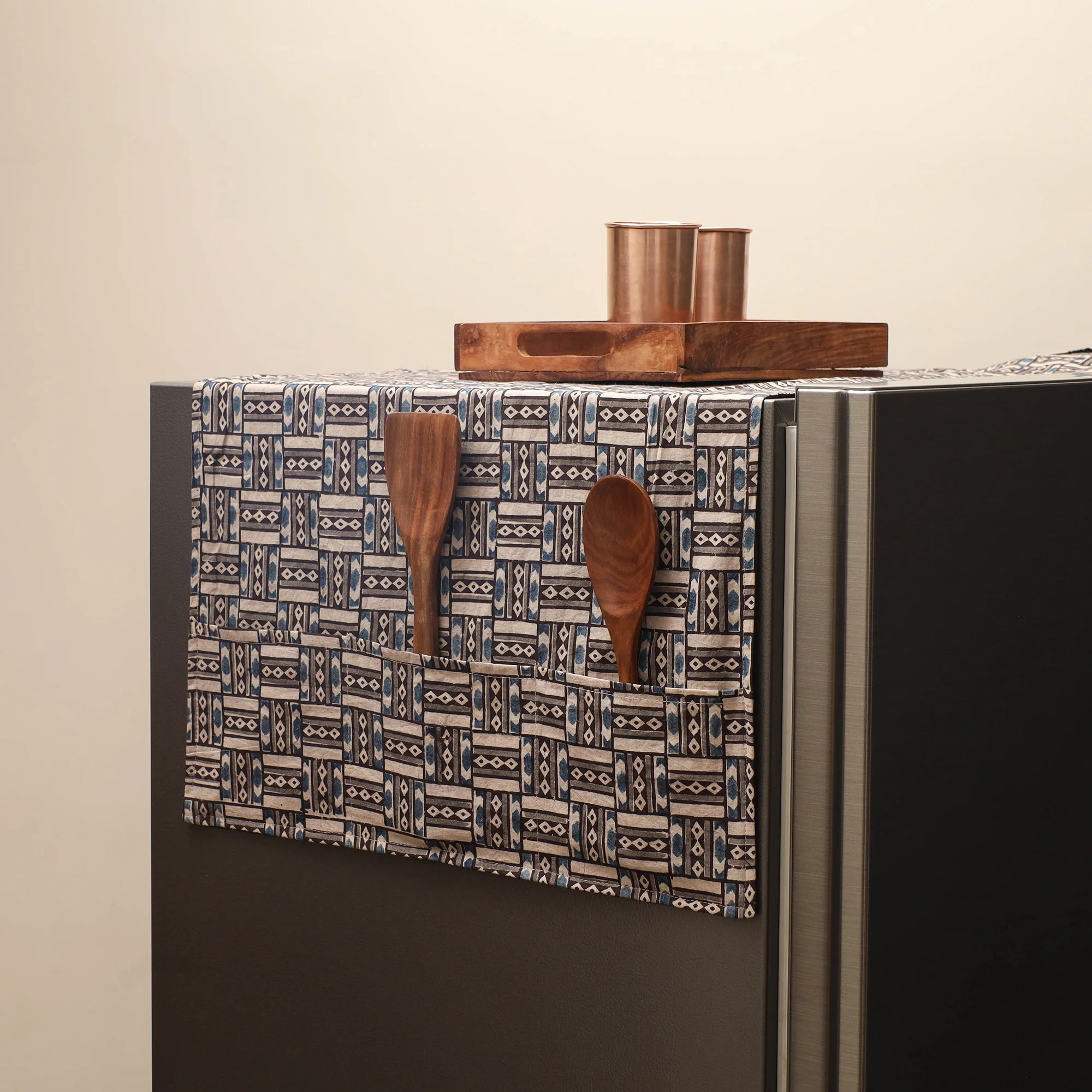 Multicolor - Handmade Fridge Top Cover with Multiple Pockets 01