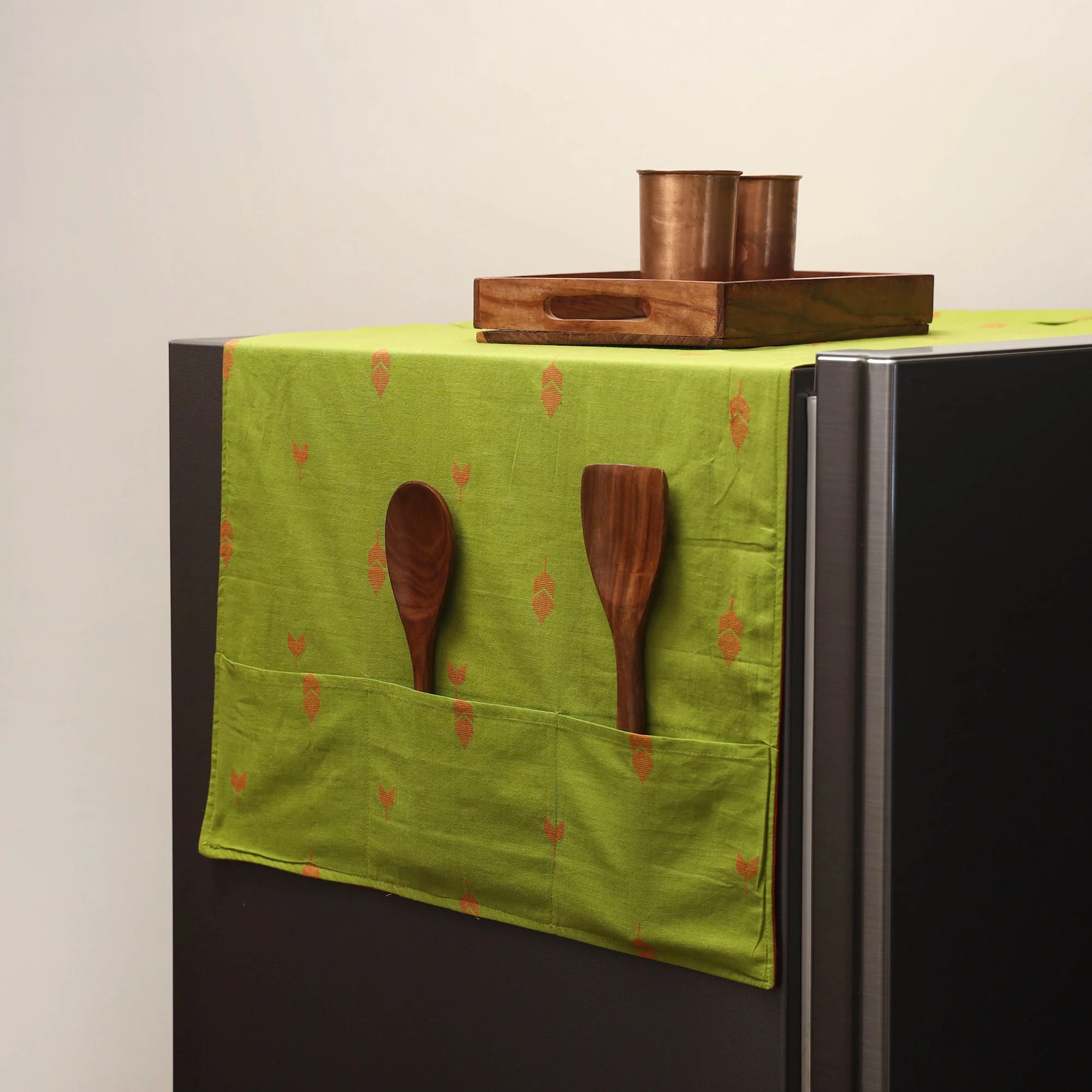 Green - Handmade Fridge Top Cover with Multiple Pockets 02