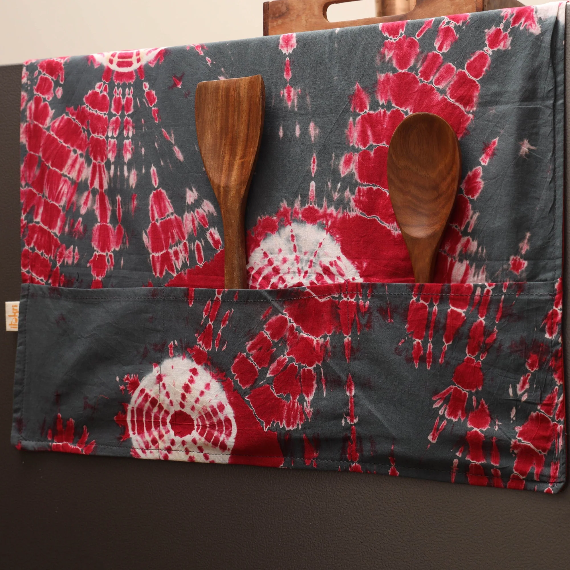 Grey - Handmade Fridge Top Cover with Multiple Pockets 04 - Image 2