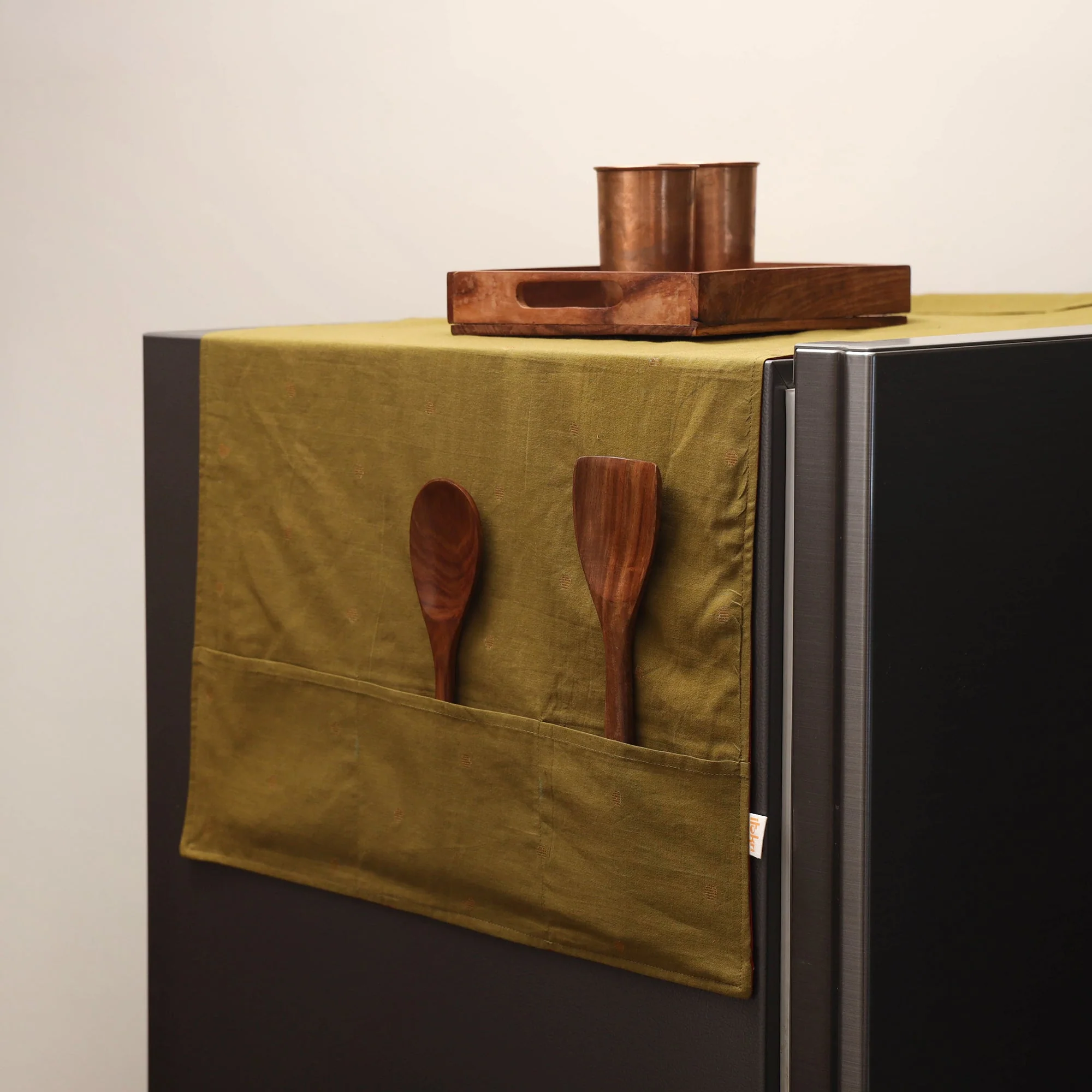 Green - Handmade Fridge Top Cover with Multiple Pockets 04