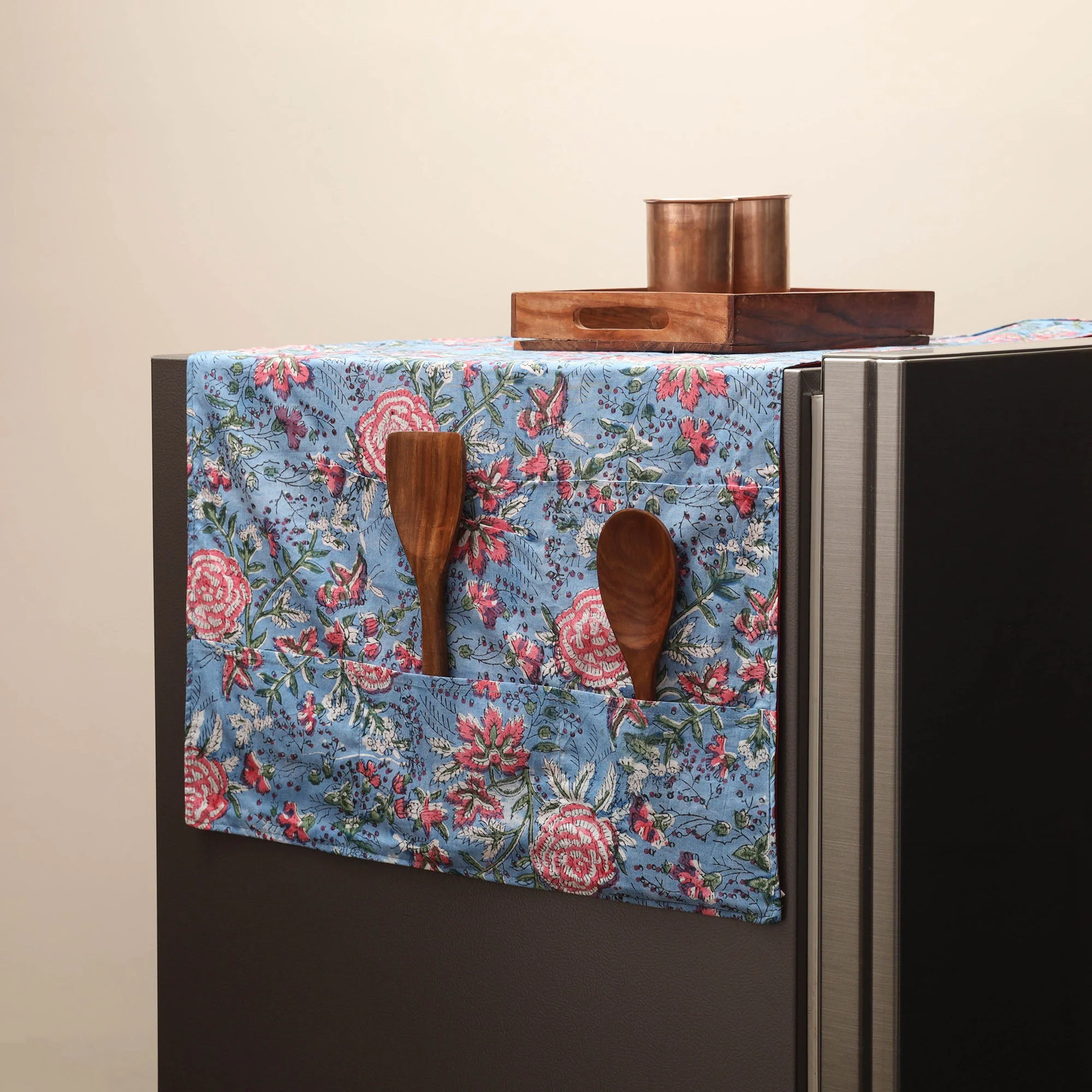 Handmade Fridge Top Cover with Multiple Pockets 06