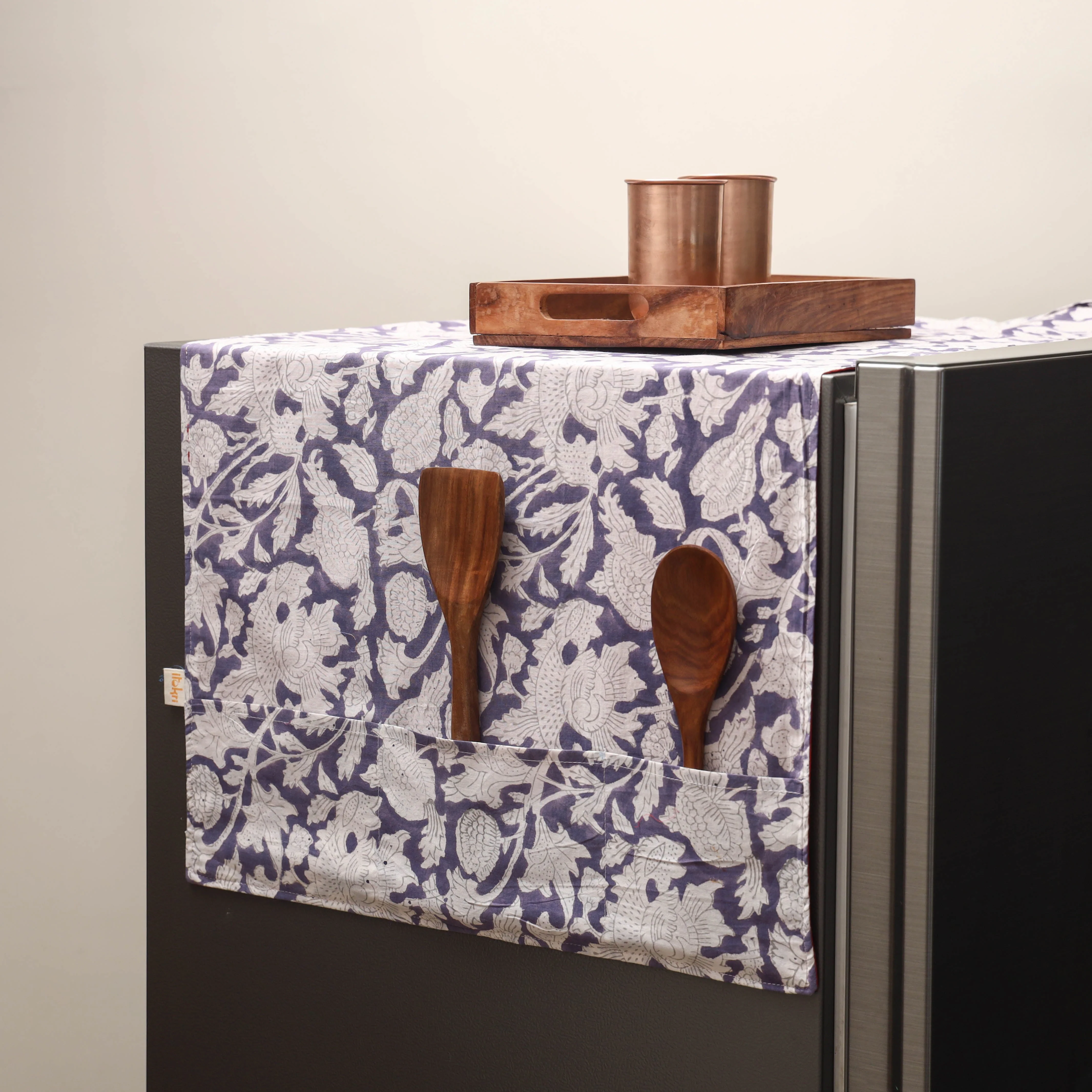 Purple - Handmade Fridge Top Cover with Multiple Pockets 07