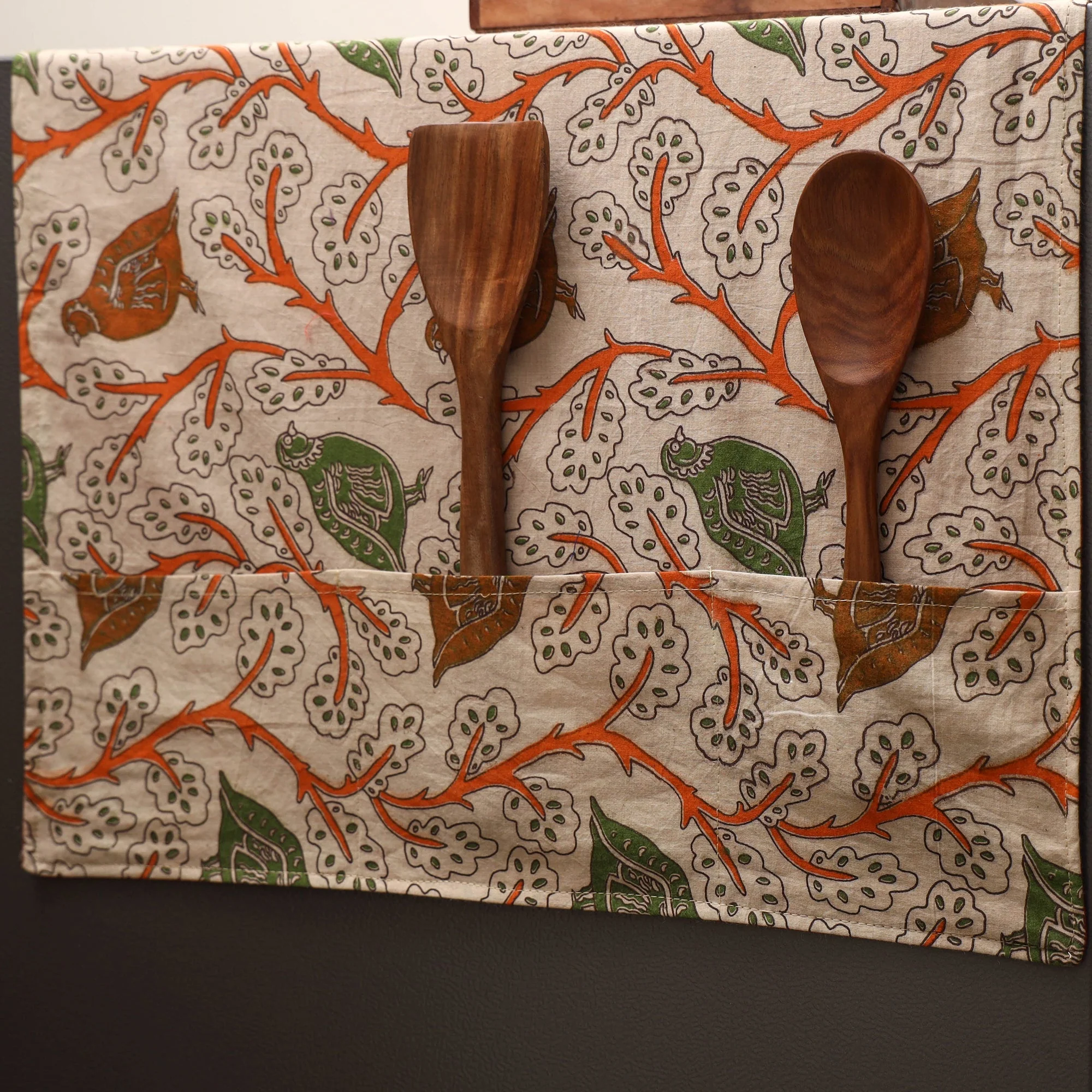 Beige - Handmade Fridge Top Cover with Multiple Pockets 08 - Image 2