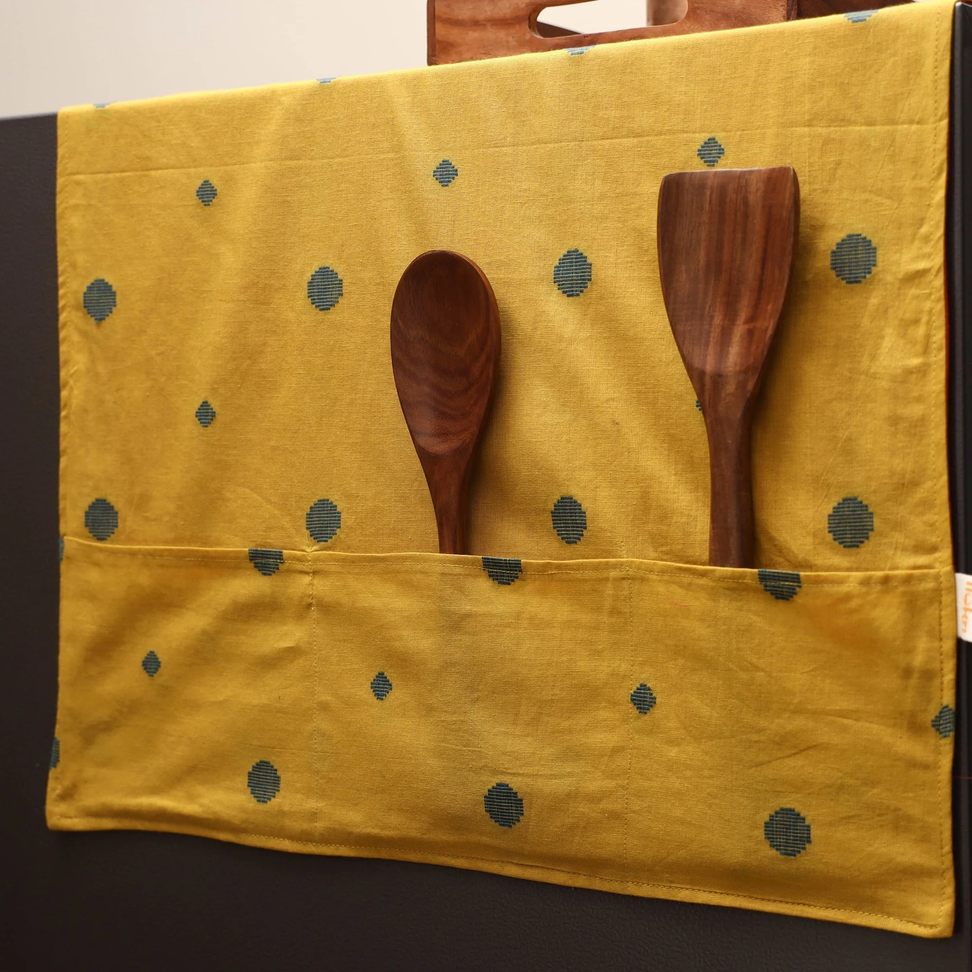 Yellow - Handmade Fridge Top Cover with Multiple Pockets 08 - Image 2