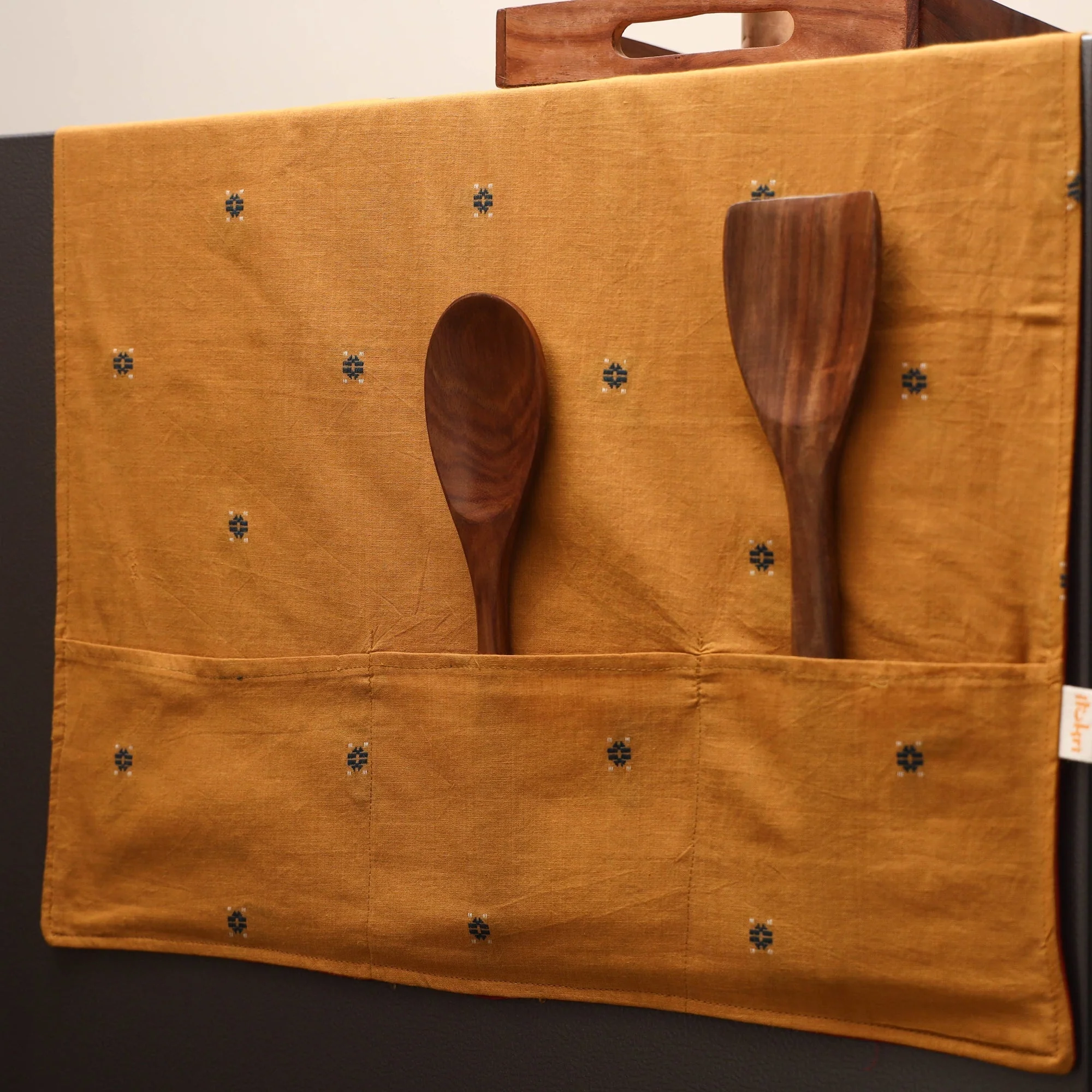 Yellow - Handmade Fridge Top Cover with Multiple Pockets 09 - Image 2