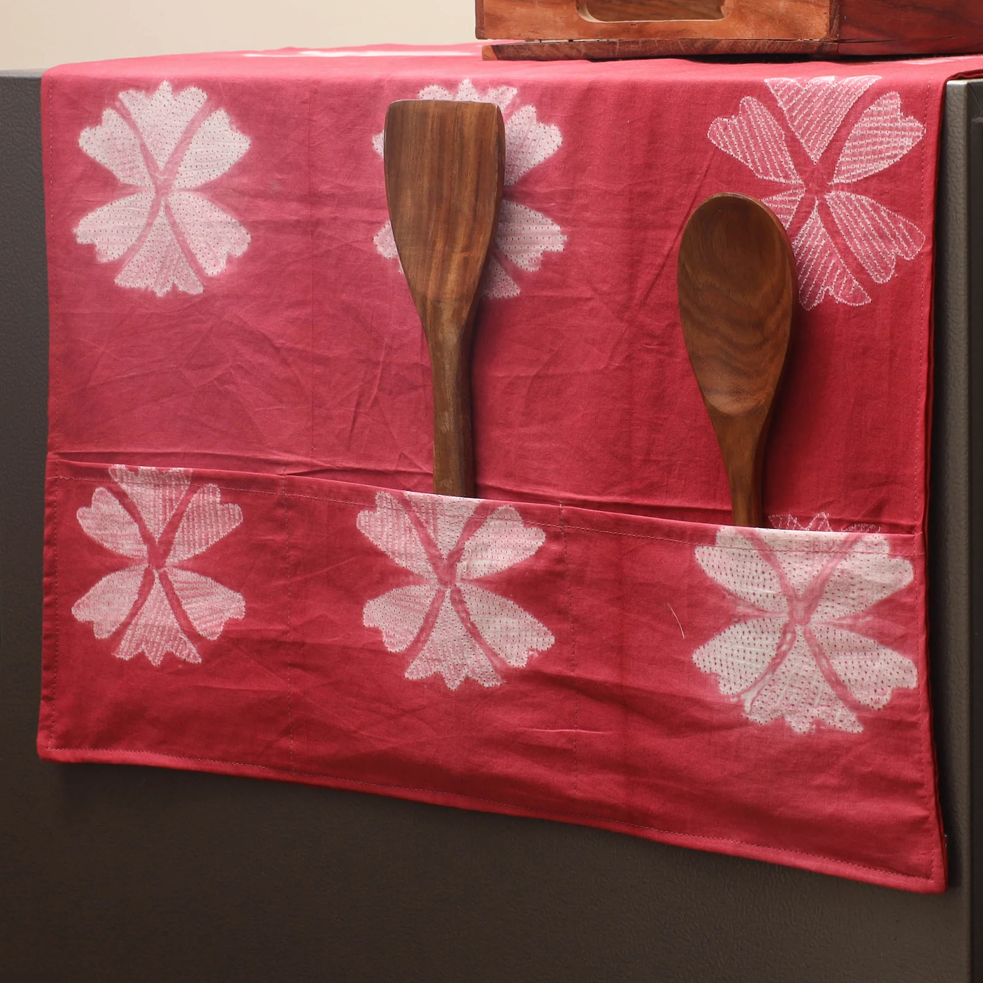 Pink - Handmade Fridge Top Cover with Multiple Pockets 10 - Image 2