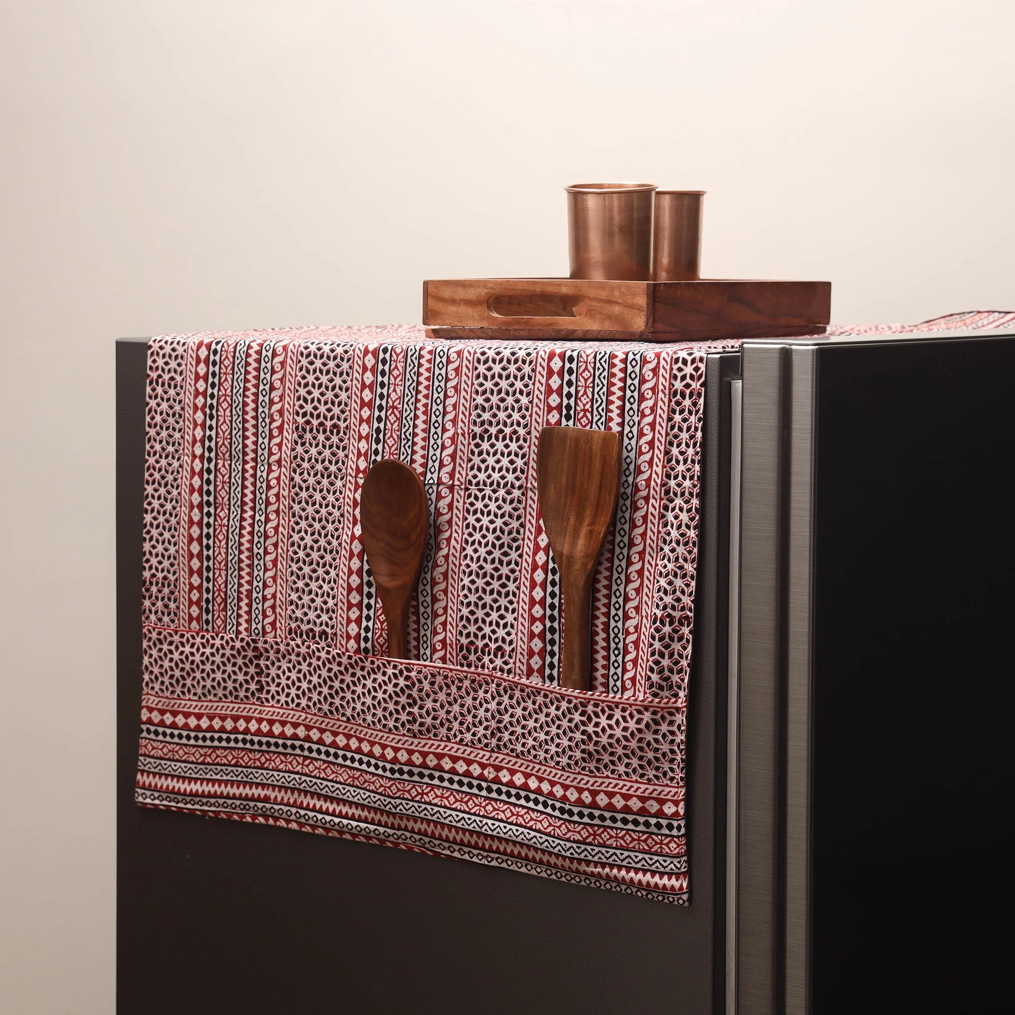 Multicolor - Handmade Fridge Top Cover with Multiple Pockets 106