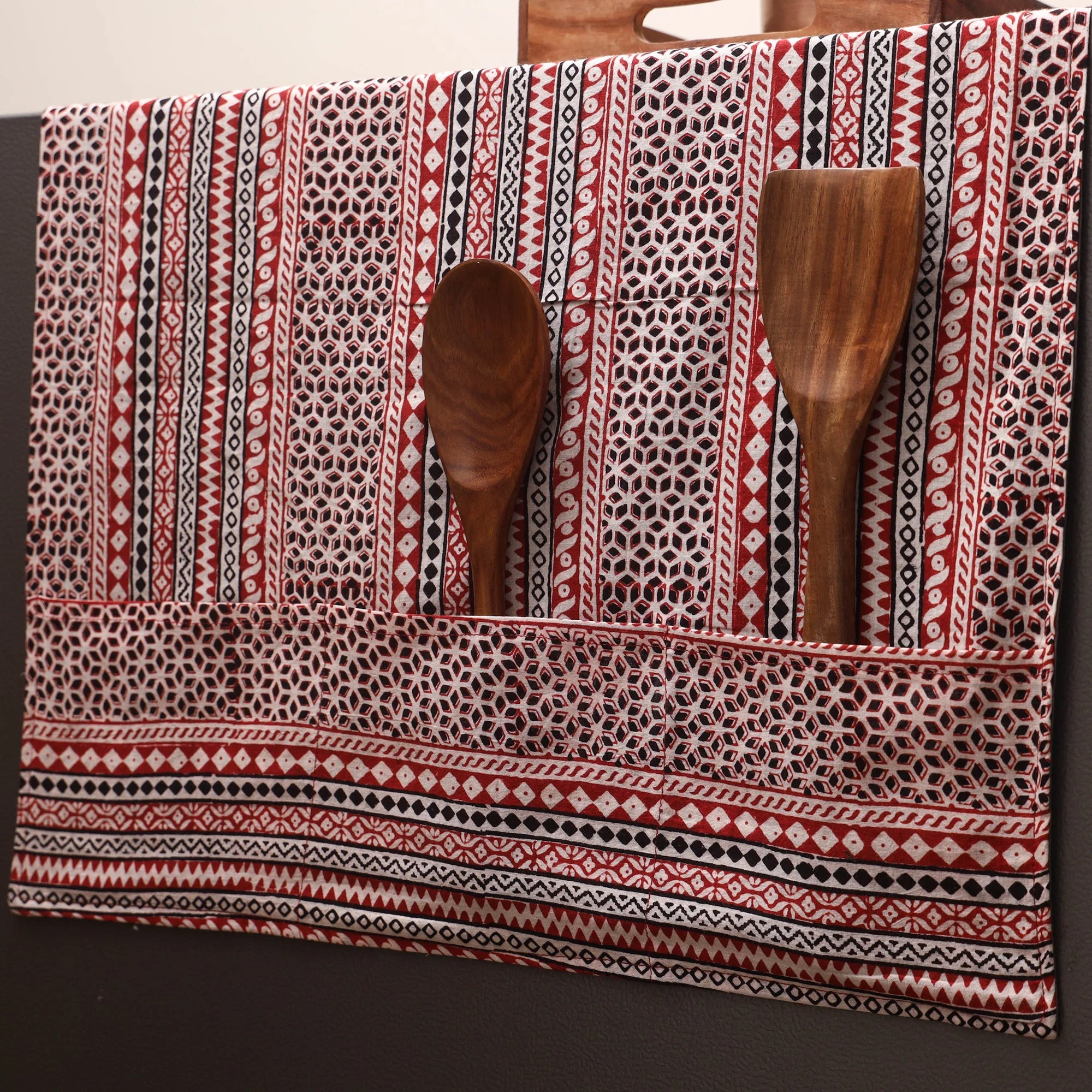 Multicolor - Handmade Fridge Top Cover with Multiple Pockets 106 - Image 2