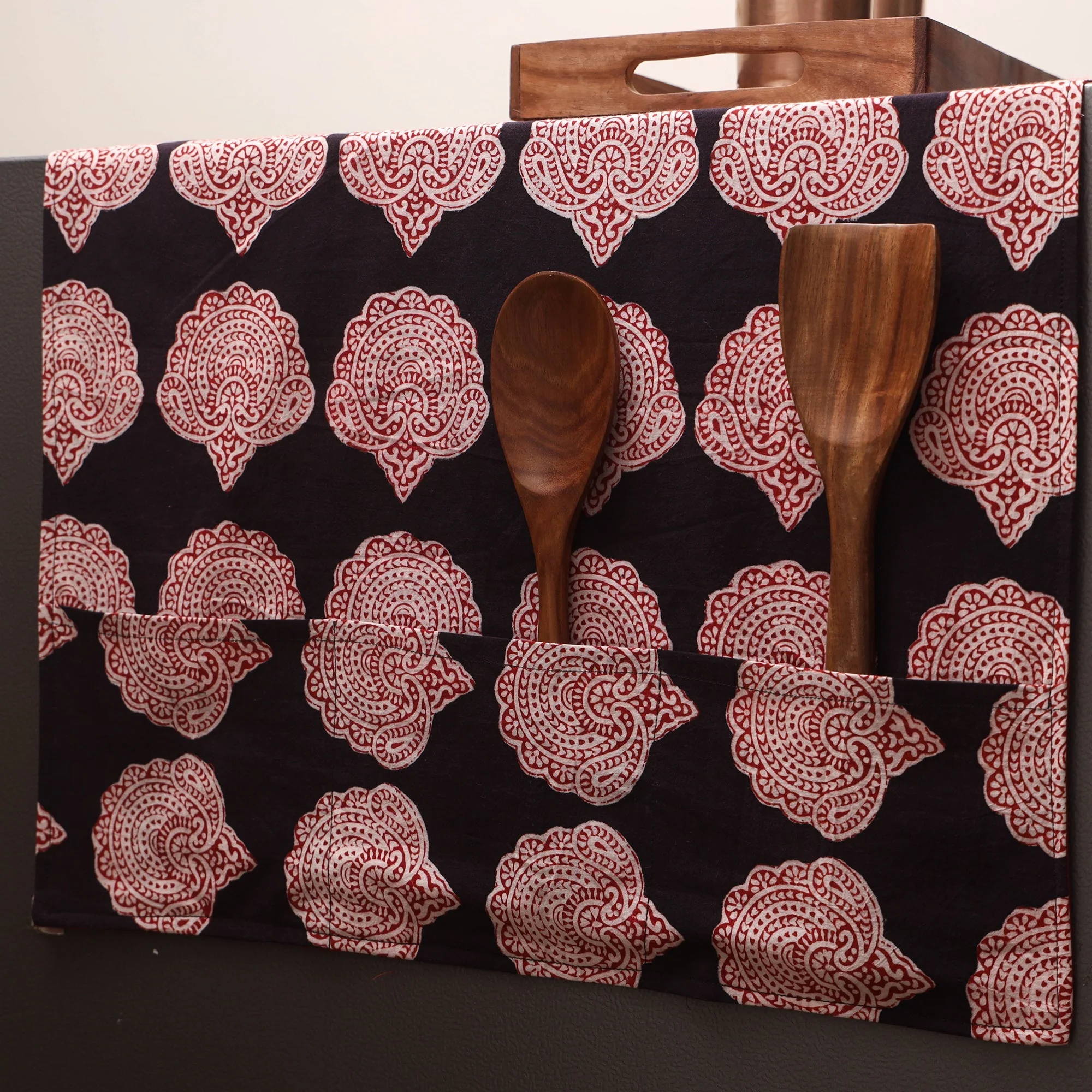 Black - Handmade Fridge Top Cover with Multiple Pockets 119 - Image 2