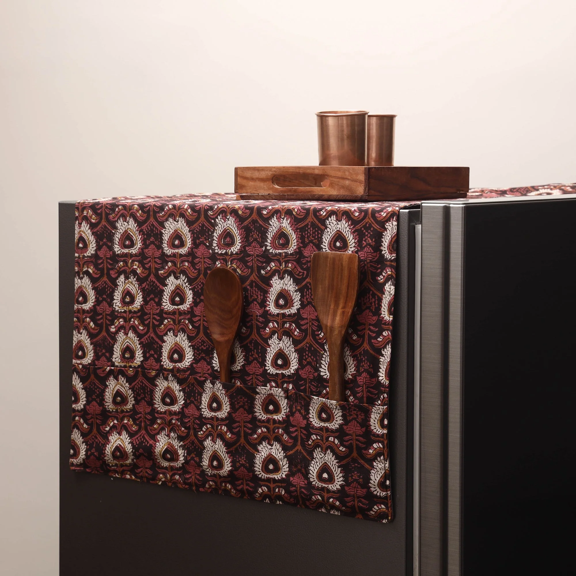 Brown - Handmade Fridge Top Cover with Multiple Pockets 122