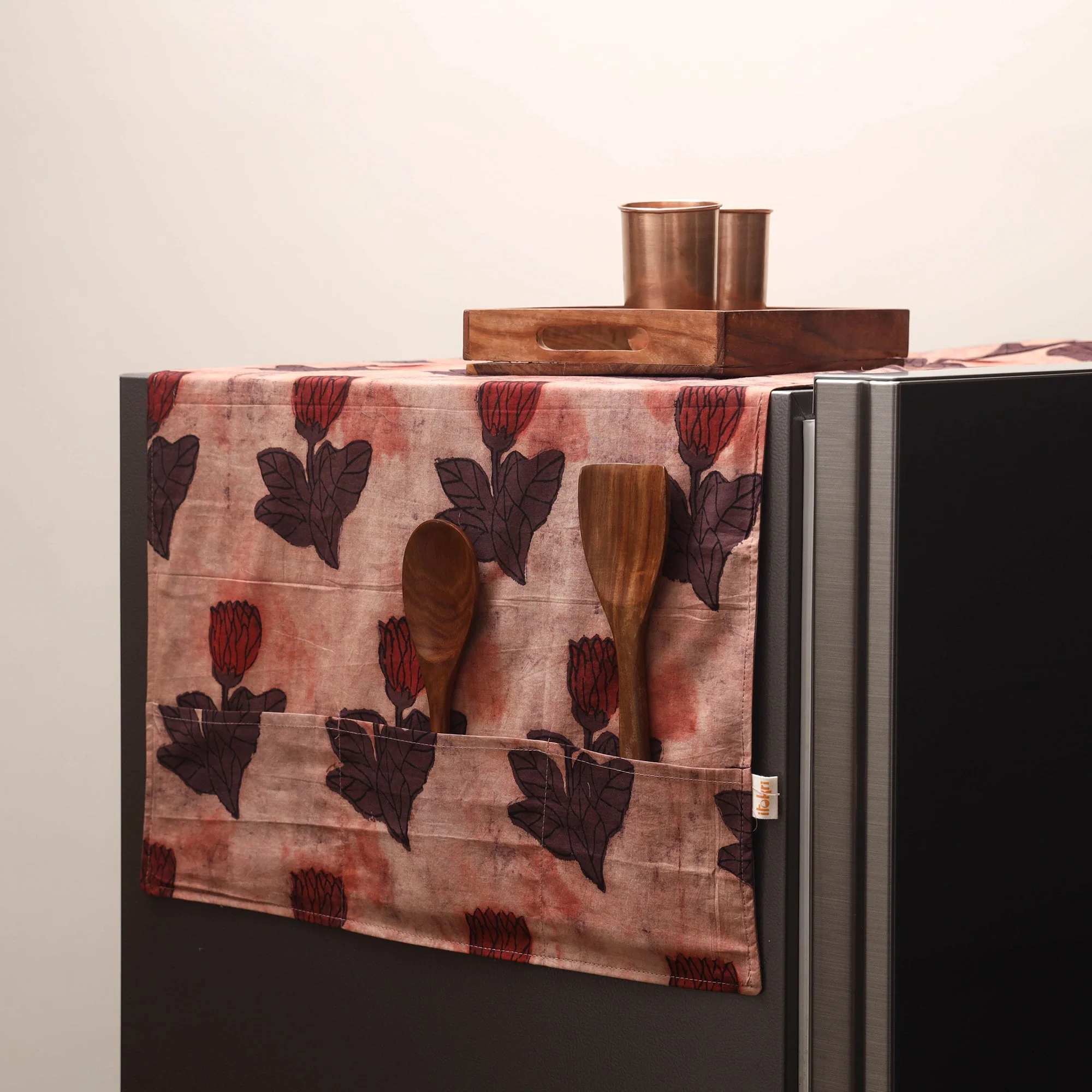 Brown - Handmade Fridge Top Cover with Multiple Pockets 126