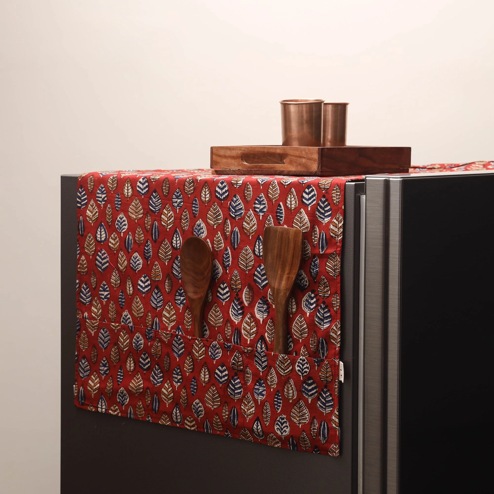 Red - Handmade Fridge Top Cover with Multiple Pockets 129