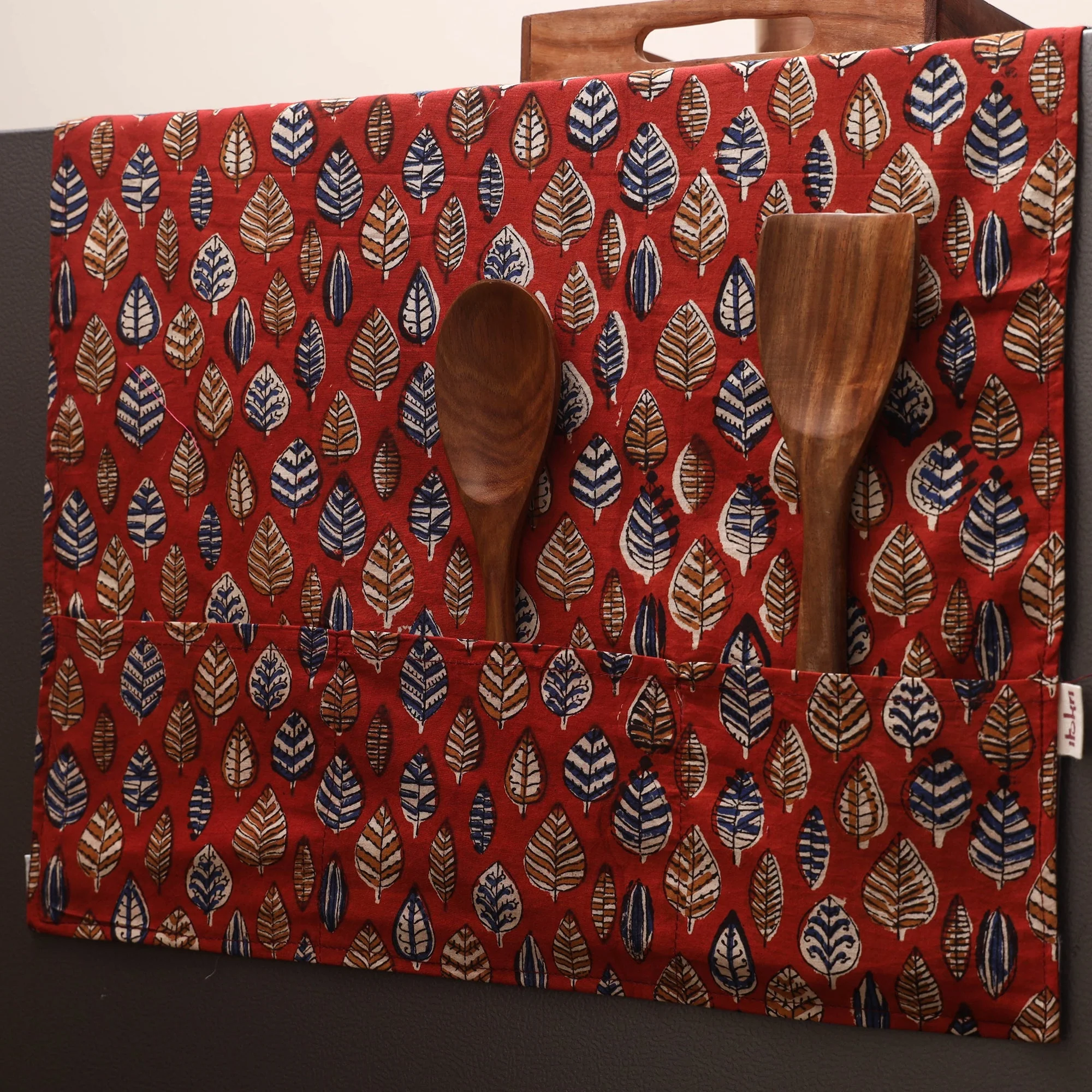 Red - Handmade Fridge Top Cover with Multiple Pockets 129 - Image 2