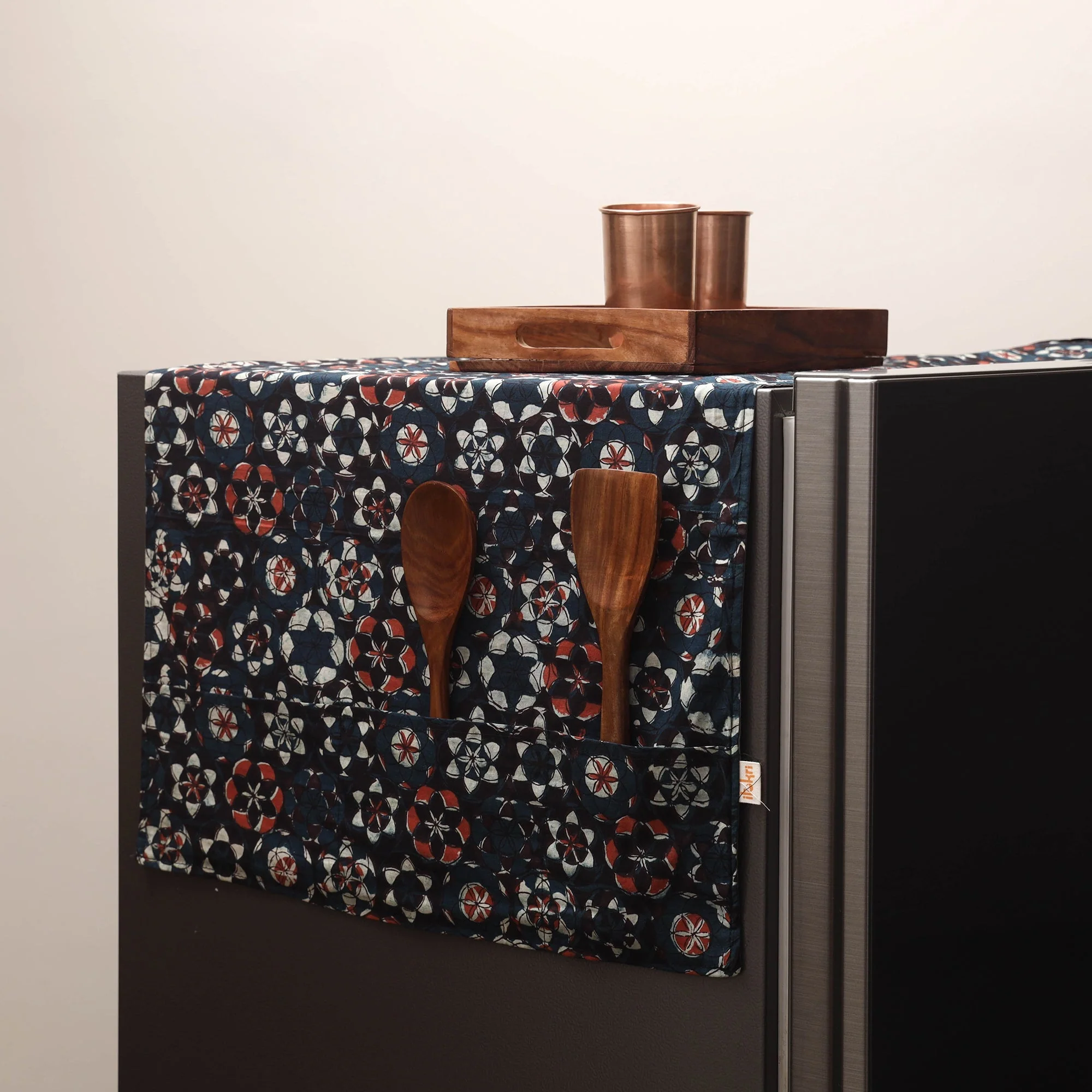 Black - Handmade Fridge Top Cover with Multiple Pockets 130
