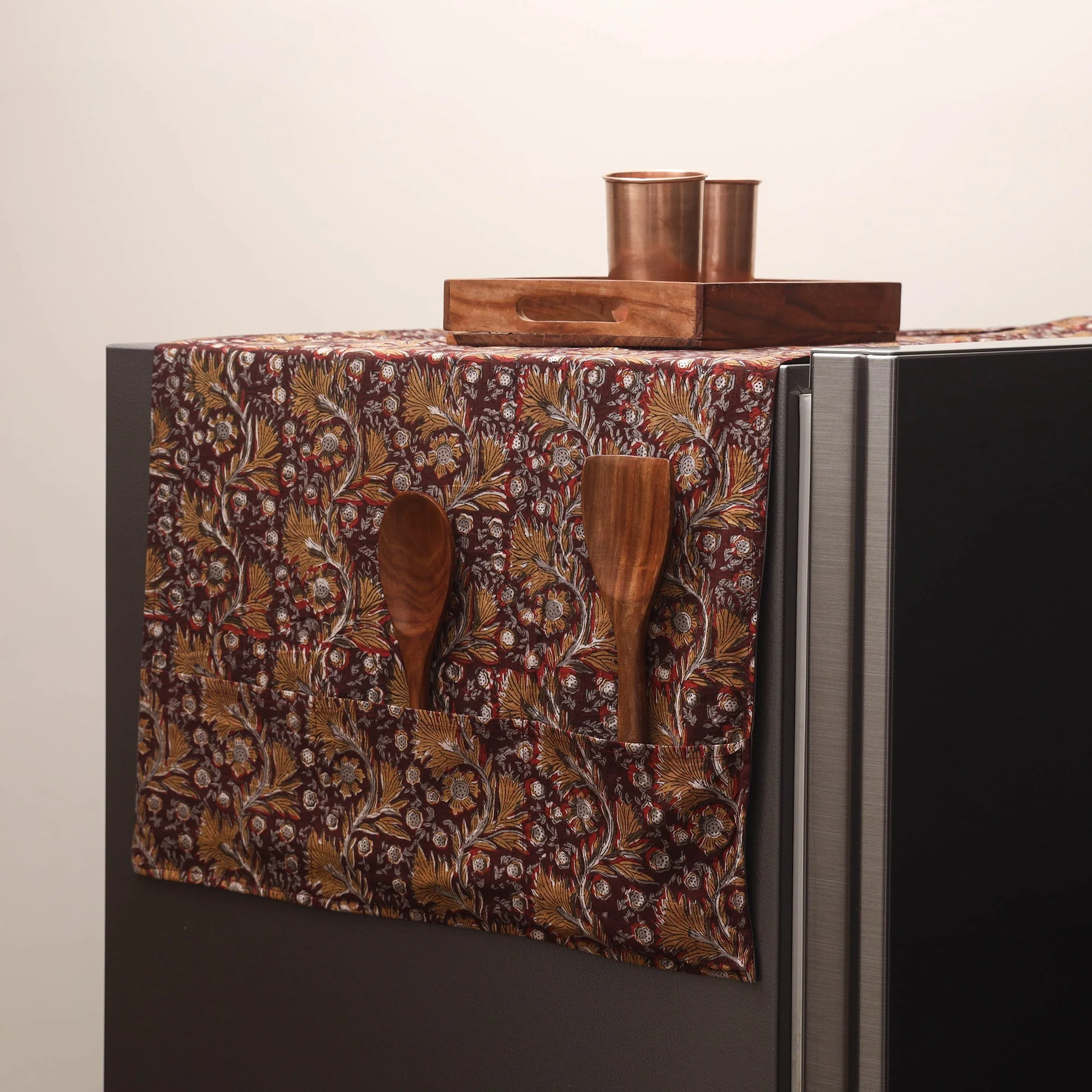 Brown - Handmade Fridge Top Cover with Multiple Pockets 131