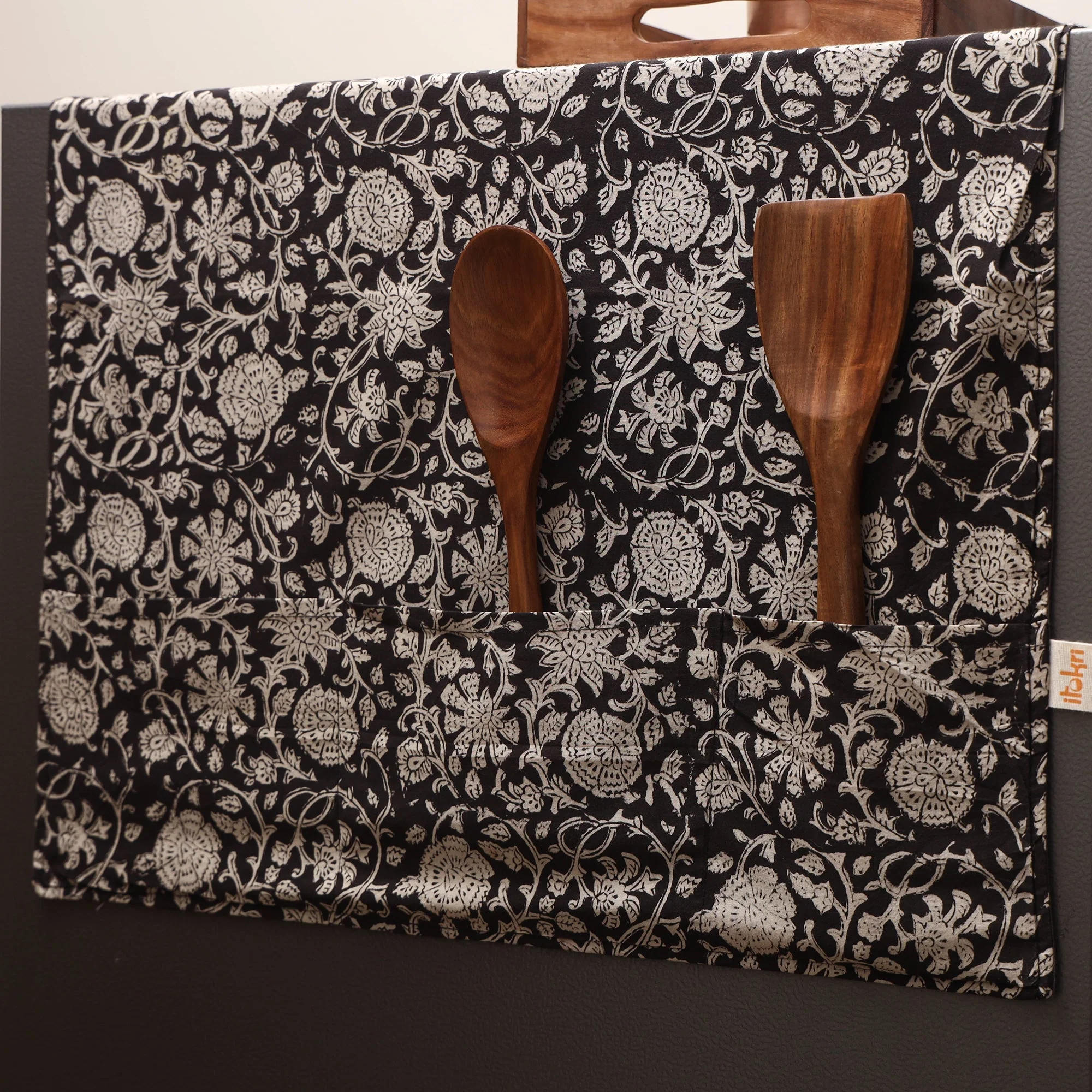 Black - Handmade Fridge Top Cover with Multiple Pockets 135 - Image 2