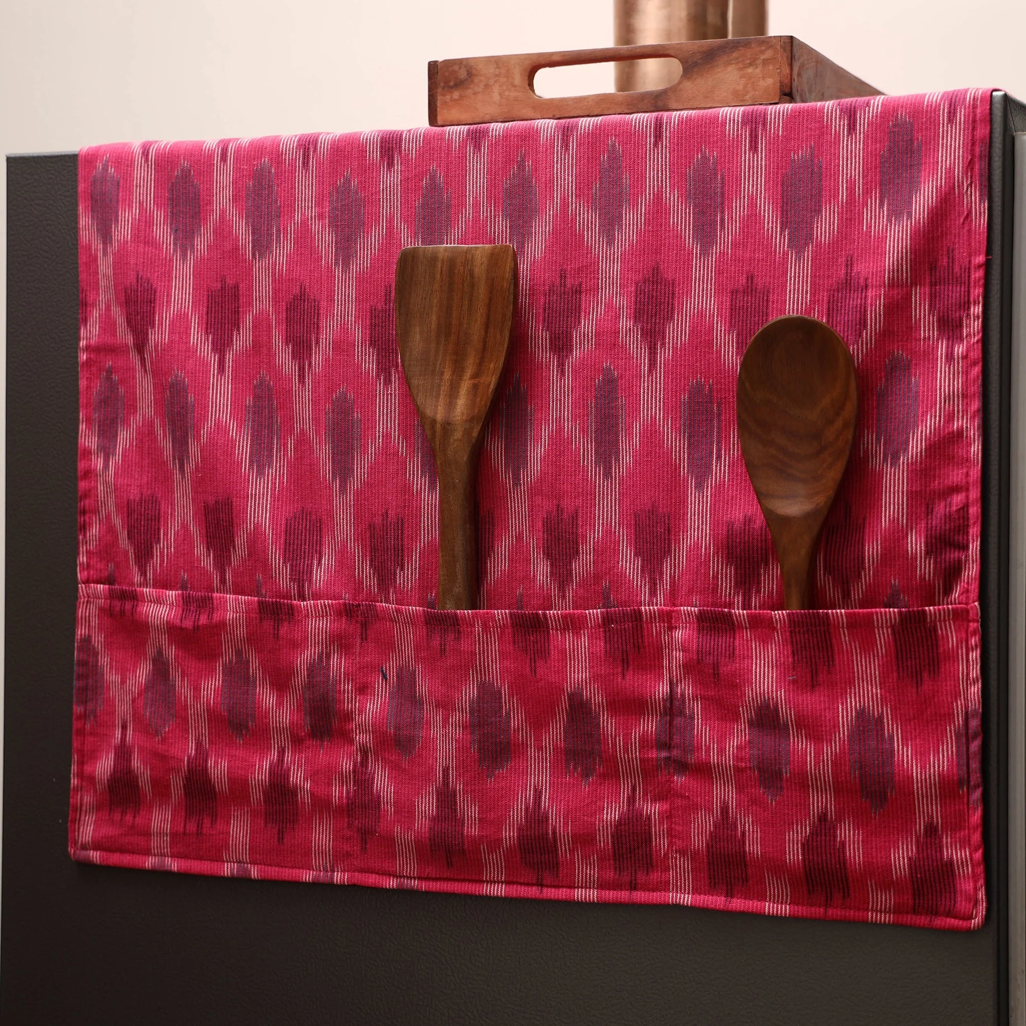 Pink - Handmade Fridge Top Cover with Multiple Pockets 14 - Image 2