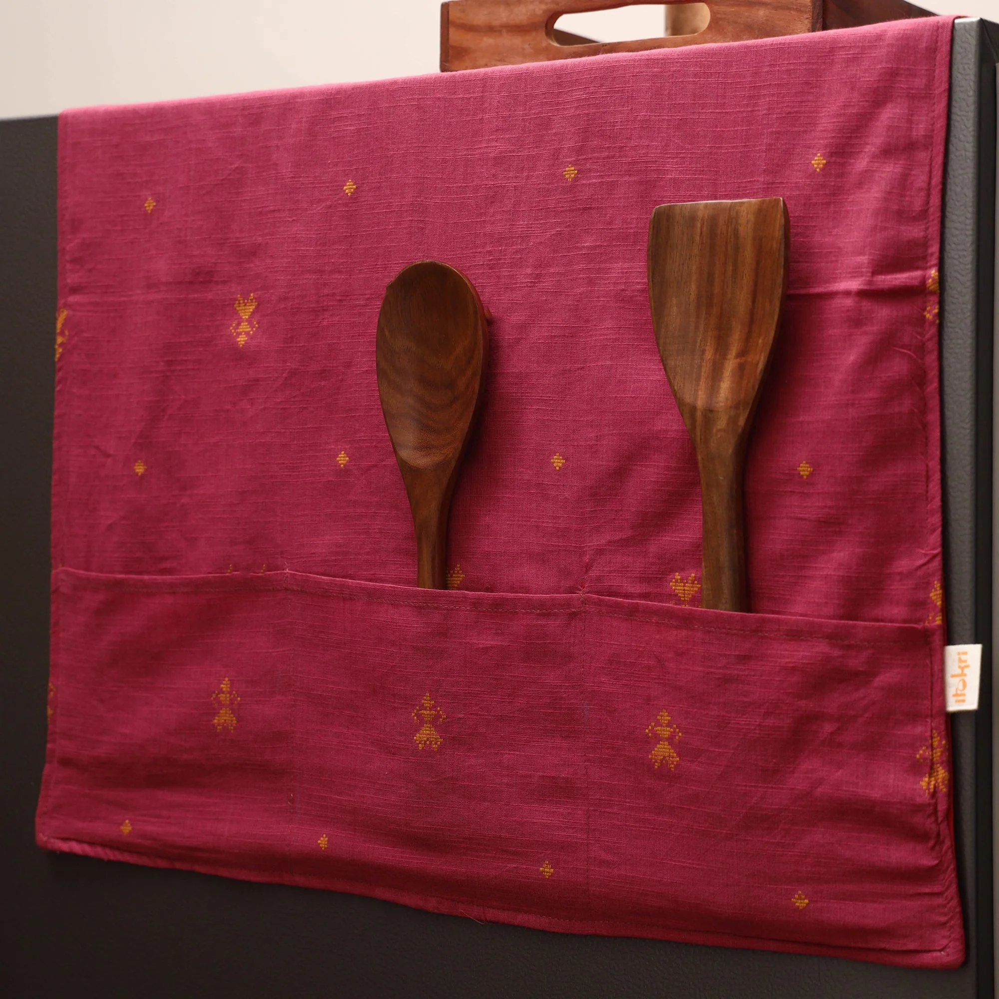 Pink - Handmade Fridge Top Cover with Multiple Pockets 14 - Image 2