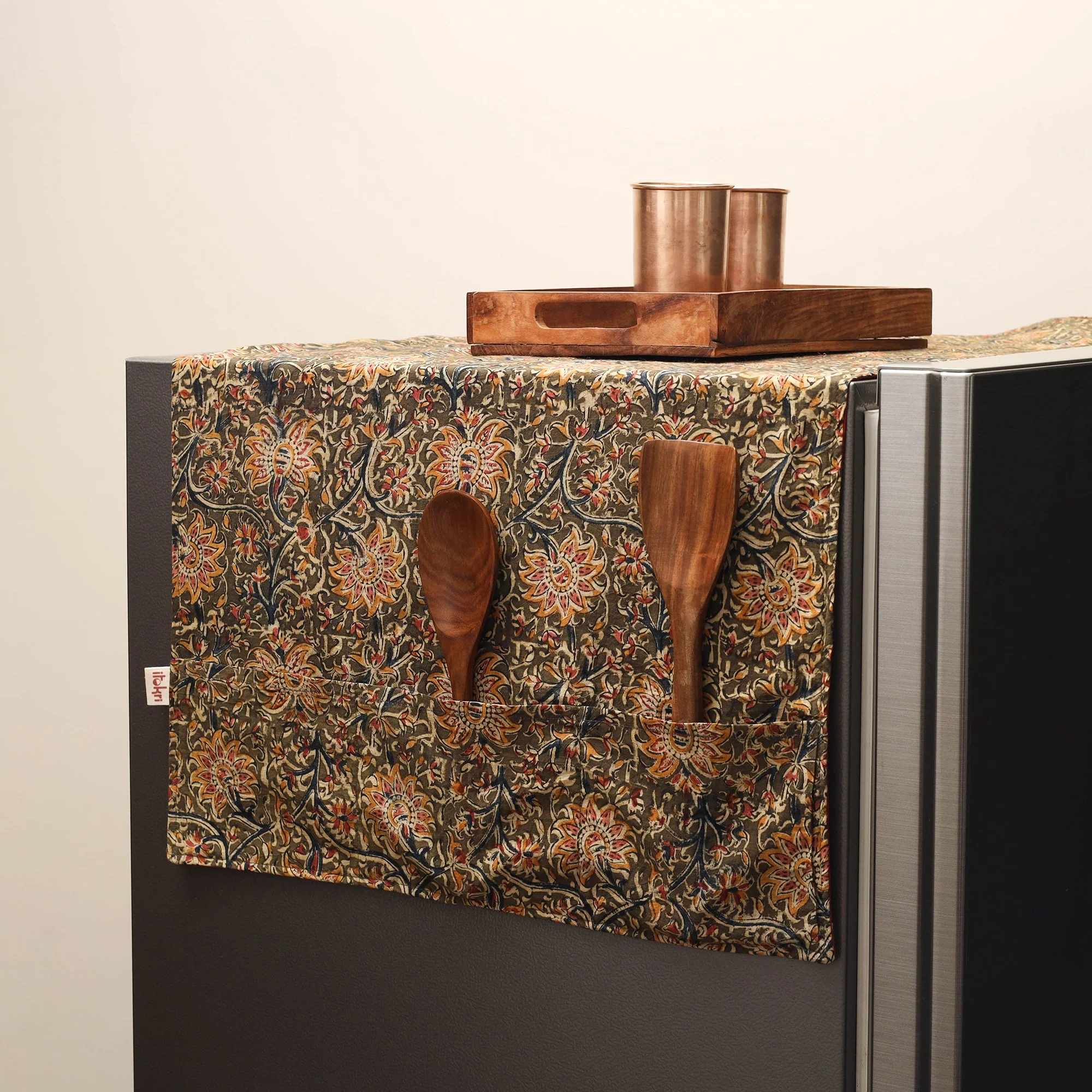 Green - Handmade Fridge Top Cover with Multiple Pockets 14