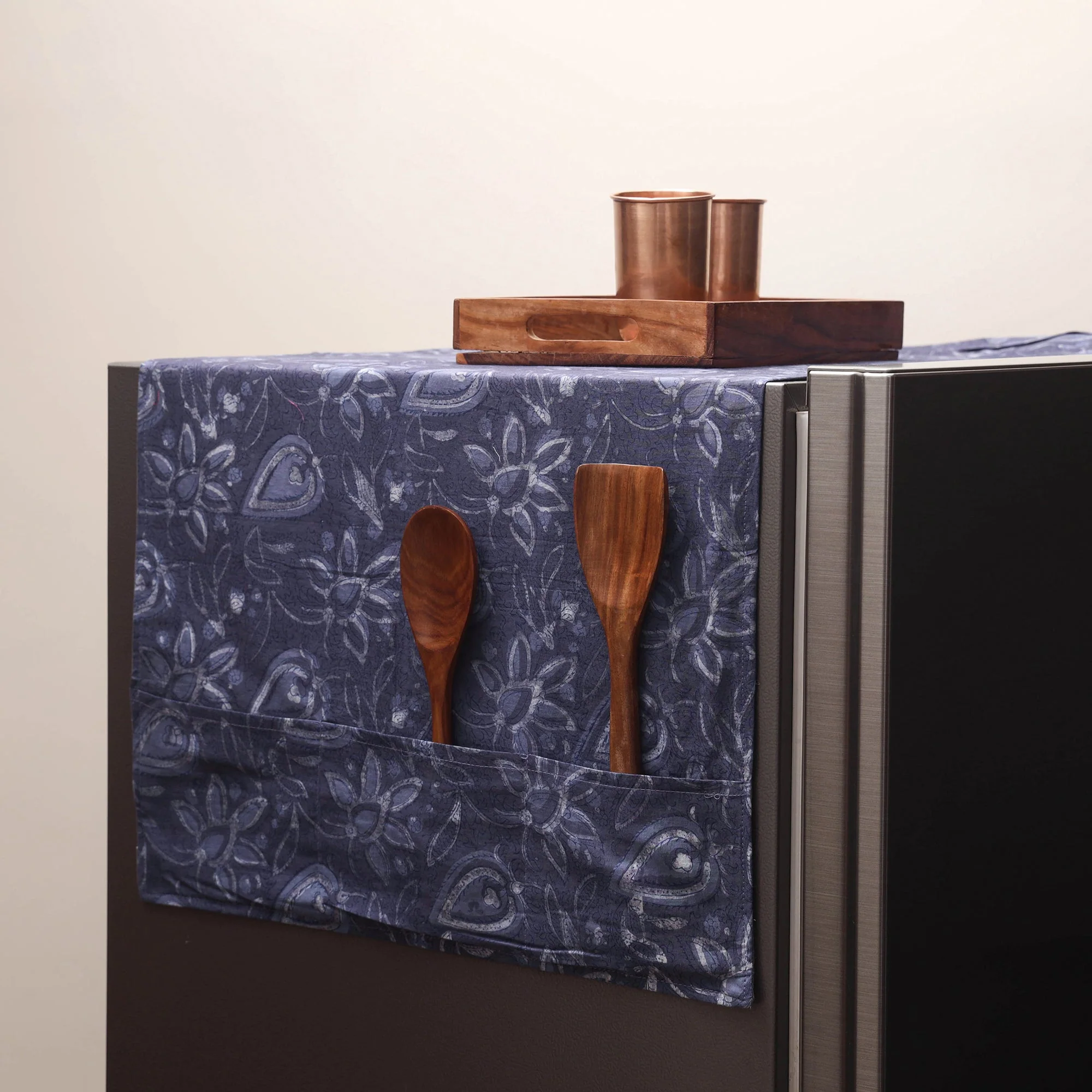 Blue - Handmade Fridge Top Cover with Multiple Pockets 140