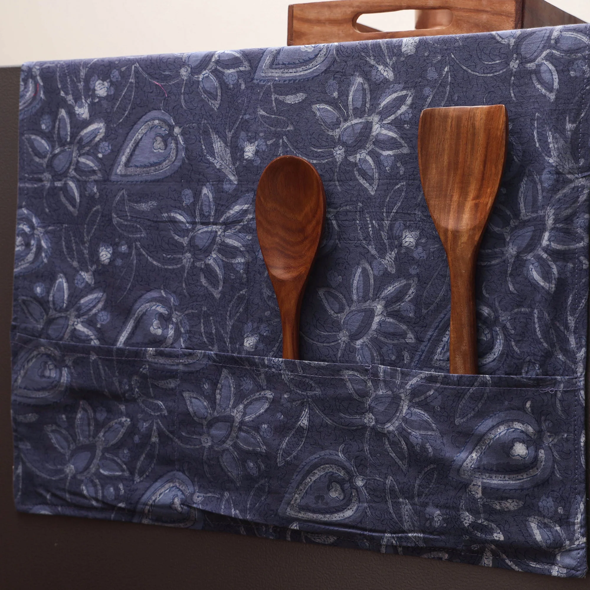 Blue - Handmade Fridge Top Cover with Multiple Pockets 140 - Image 2